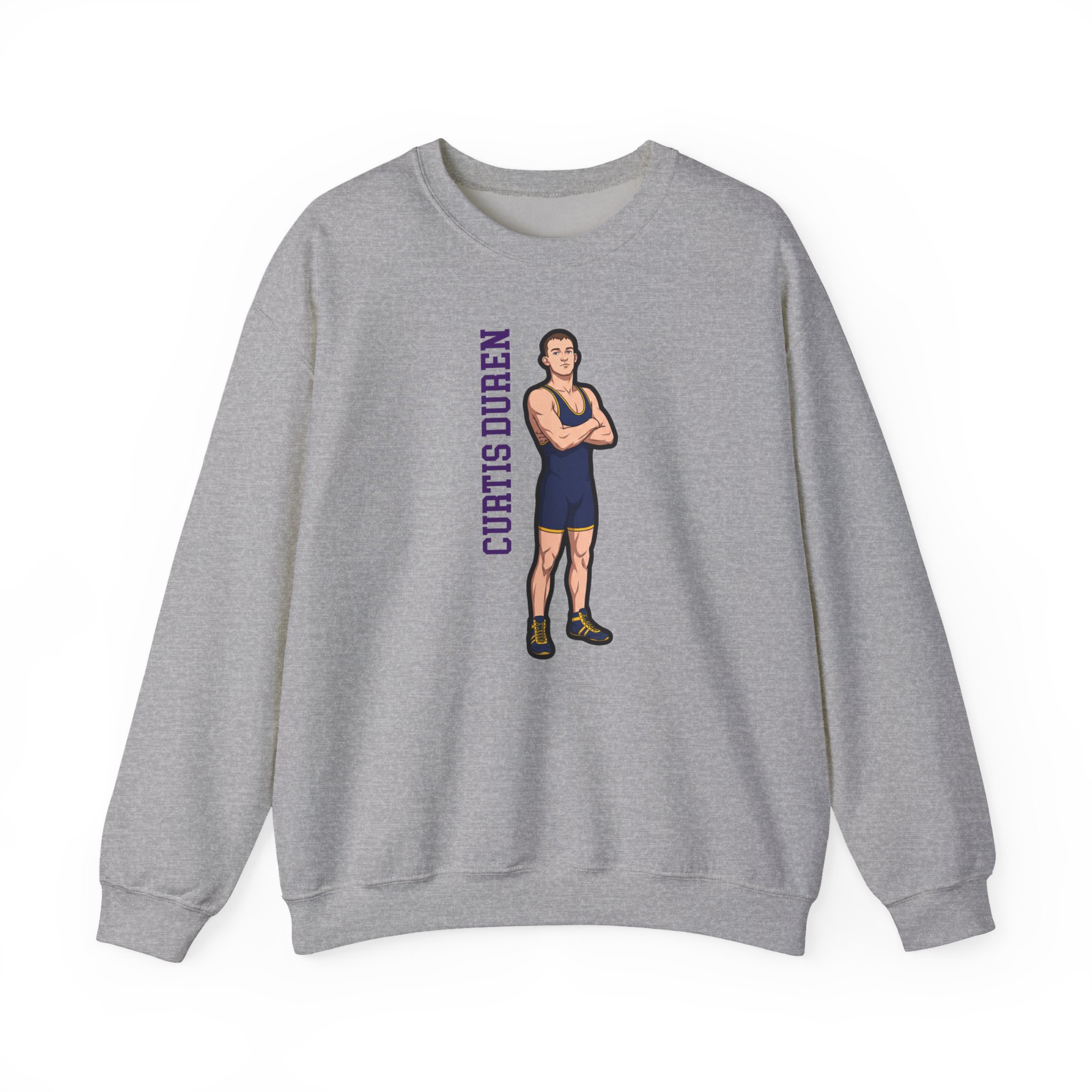 Crewneck Sweatshirt — character_name_vertical in Grey