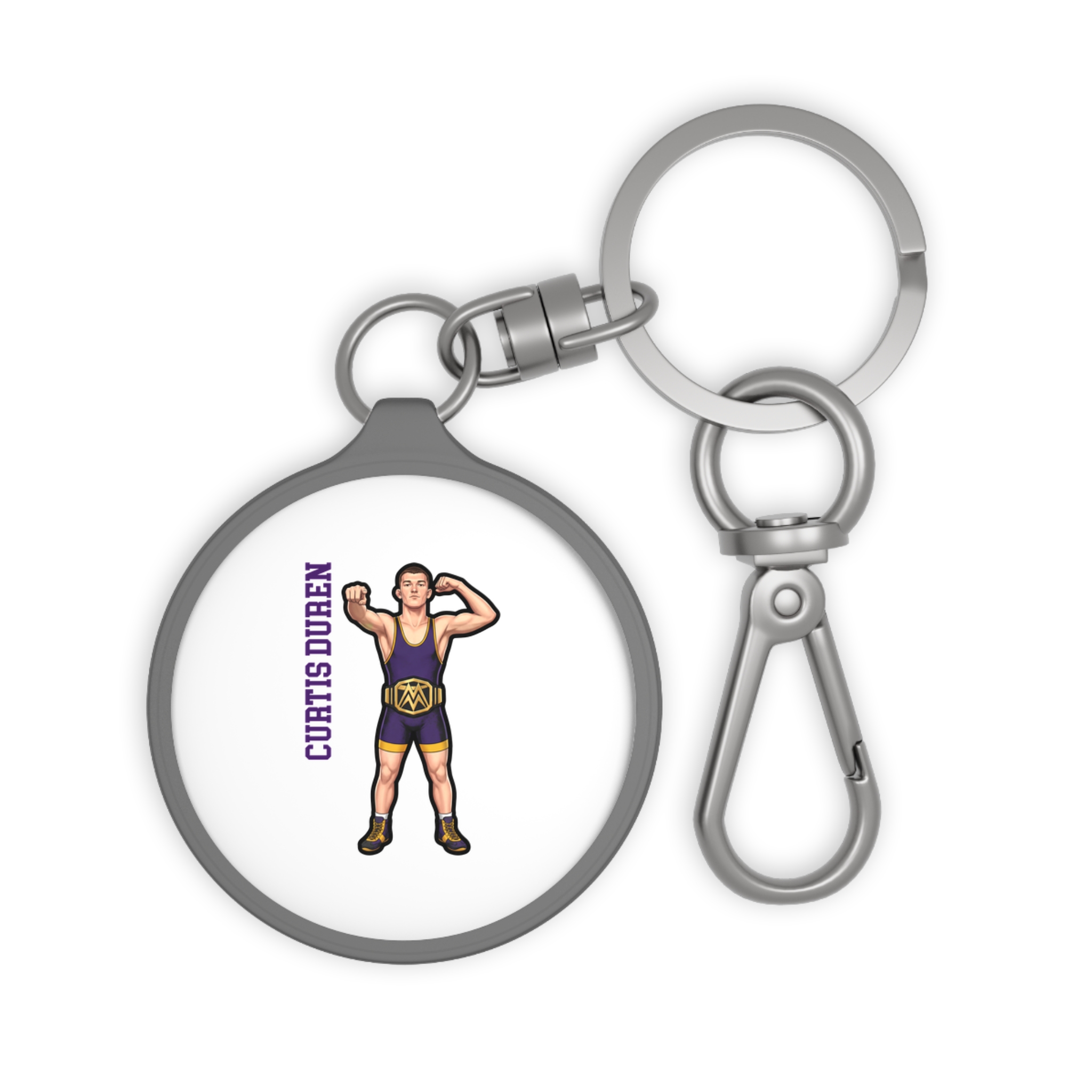 Keychain — character_name_vertical in Grey
