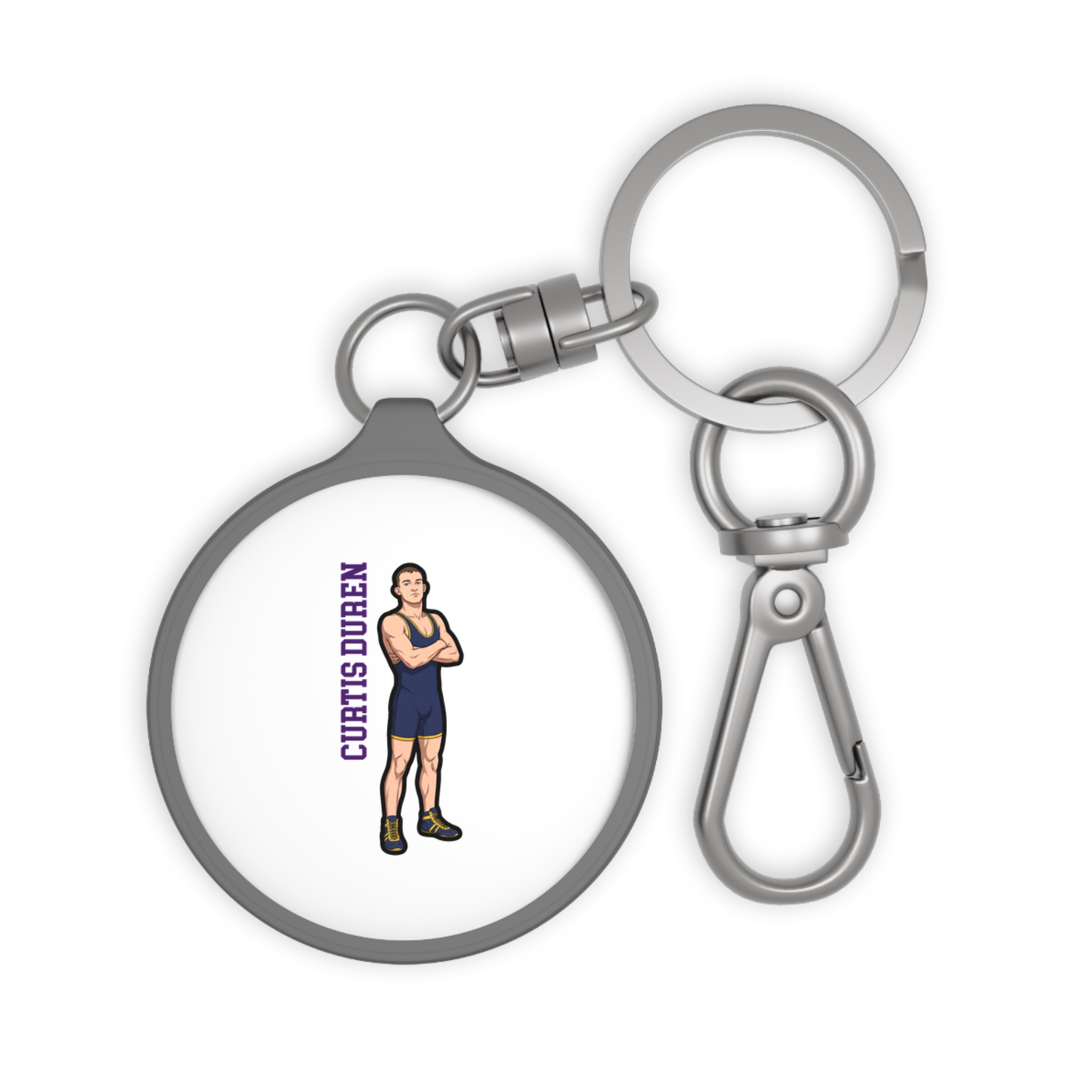 Keychain — character_name_vertical in Grey