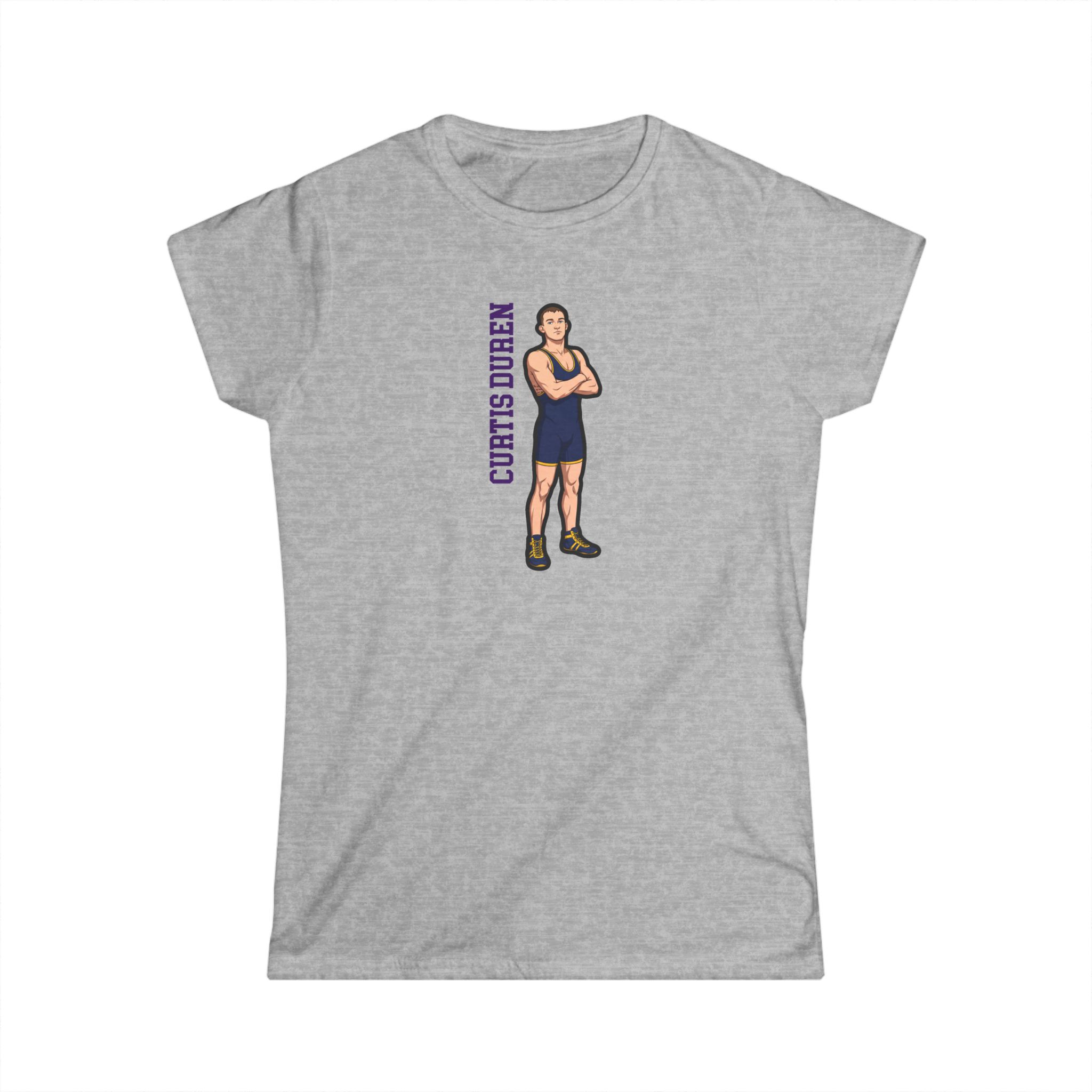 Women's Softstyle Tee — character_name_vertical in Grey