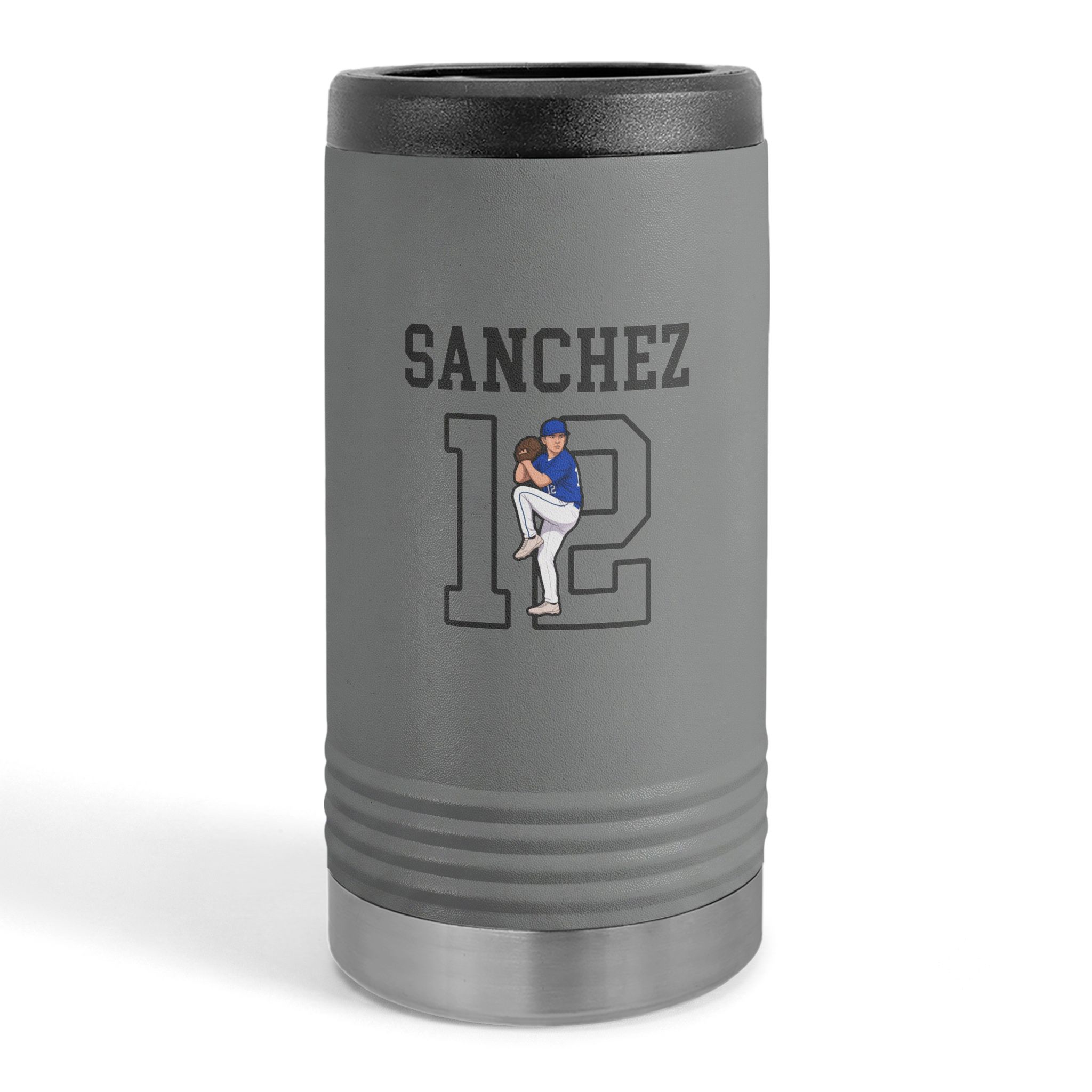 Slim Stainless Can Cooler — character_shirsey in Grey