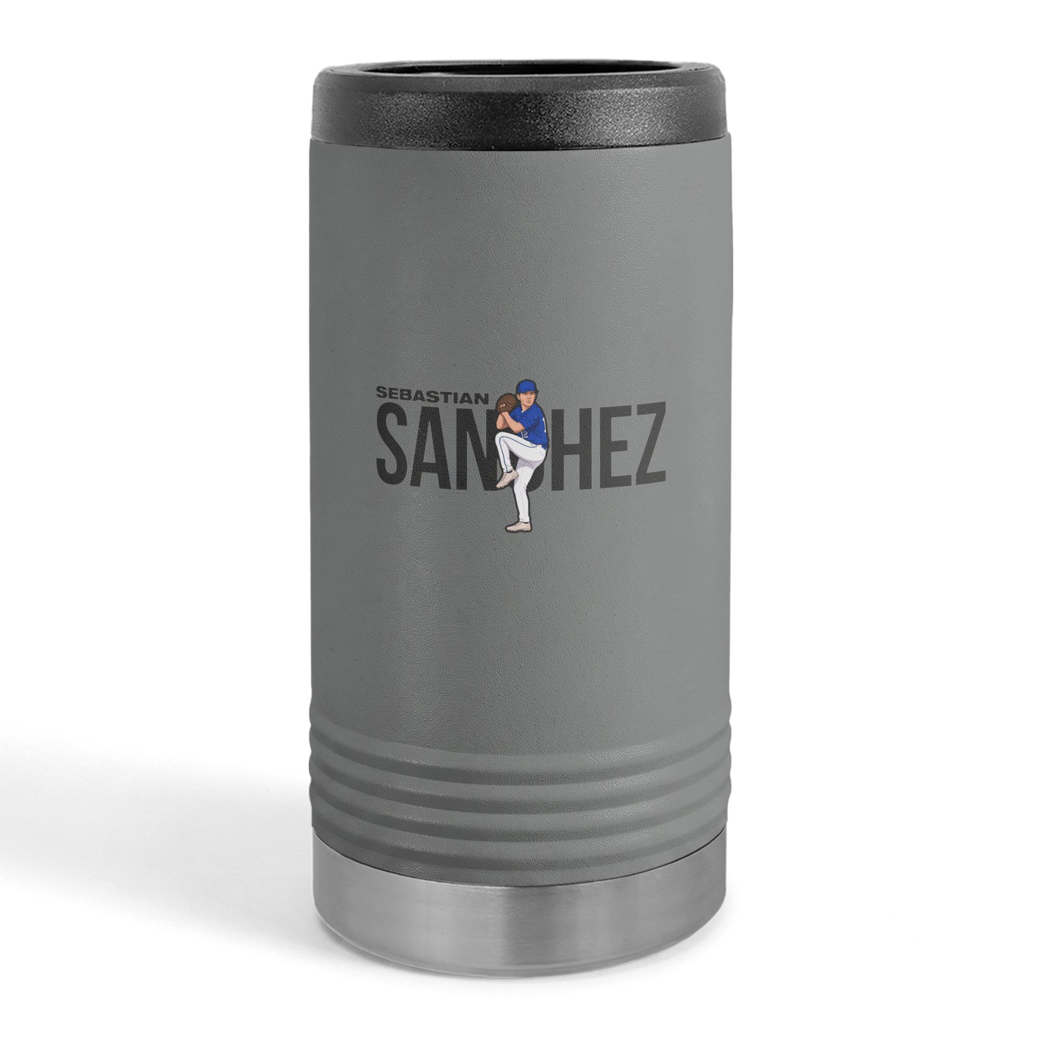 Slim Stainless Can Cooler — character_player_name in Grey