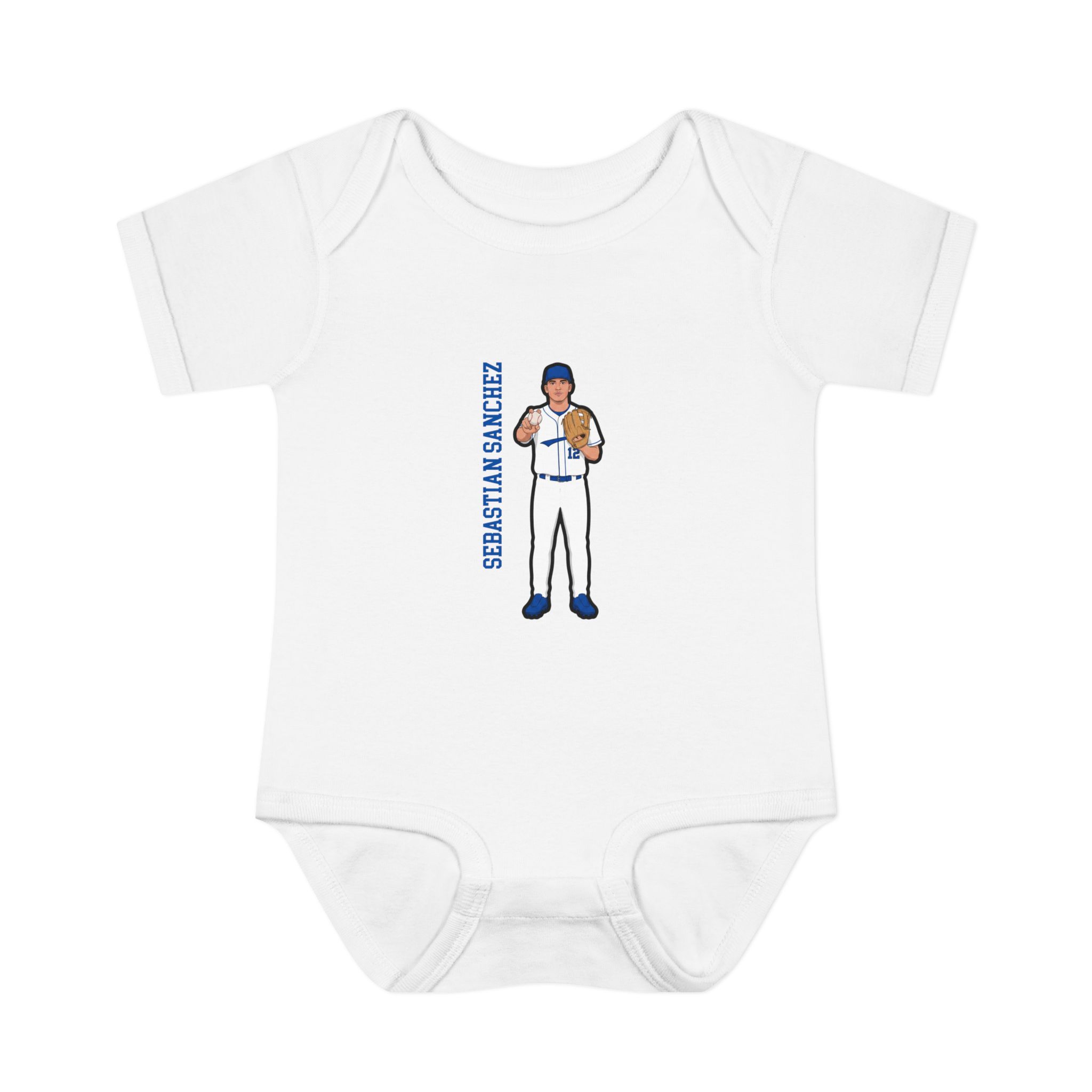 Baby Onesie — character_name_vertical in White