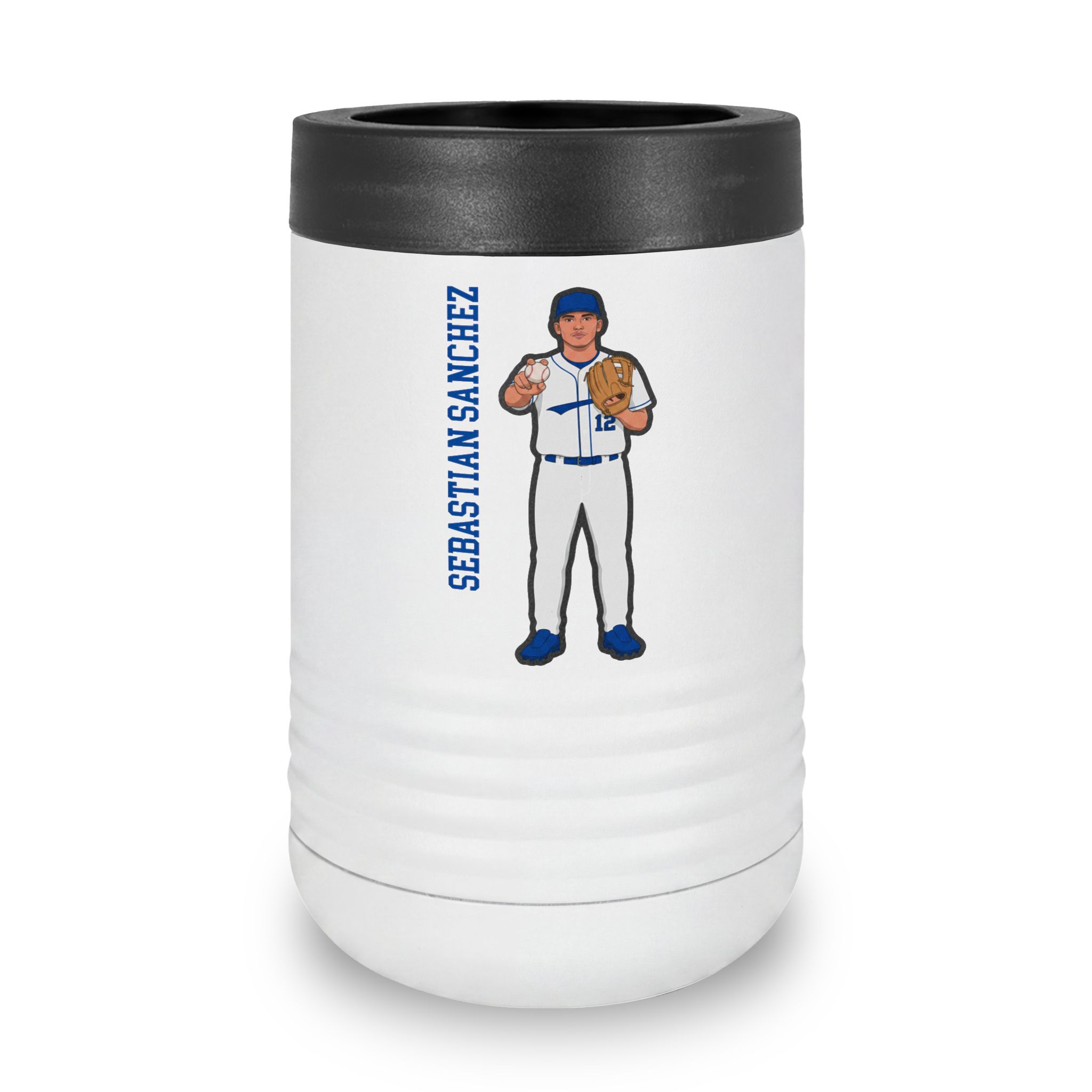 Stainless Can Cooler — character_name_vertical in White