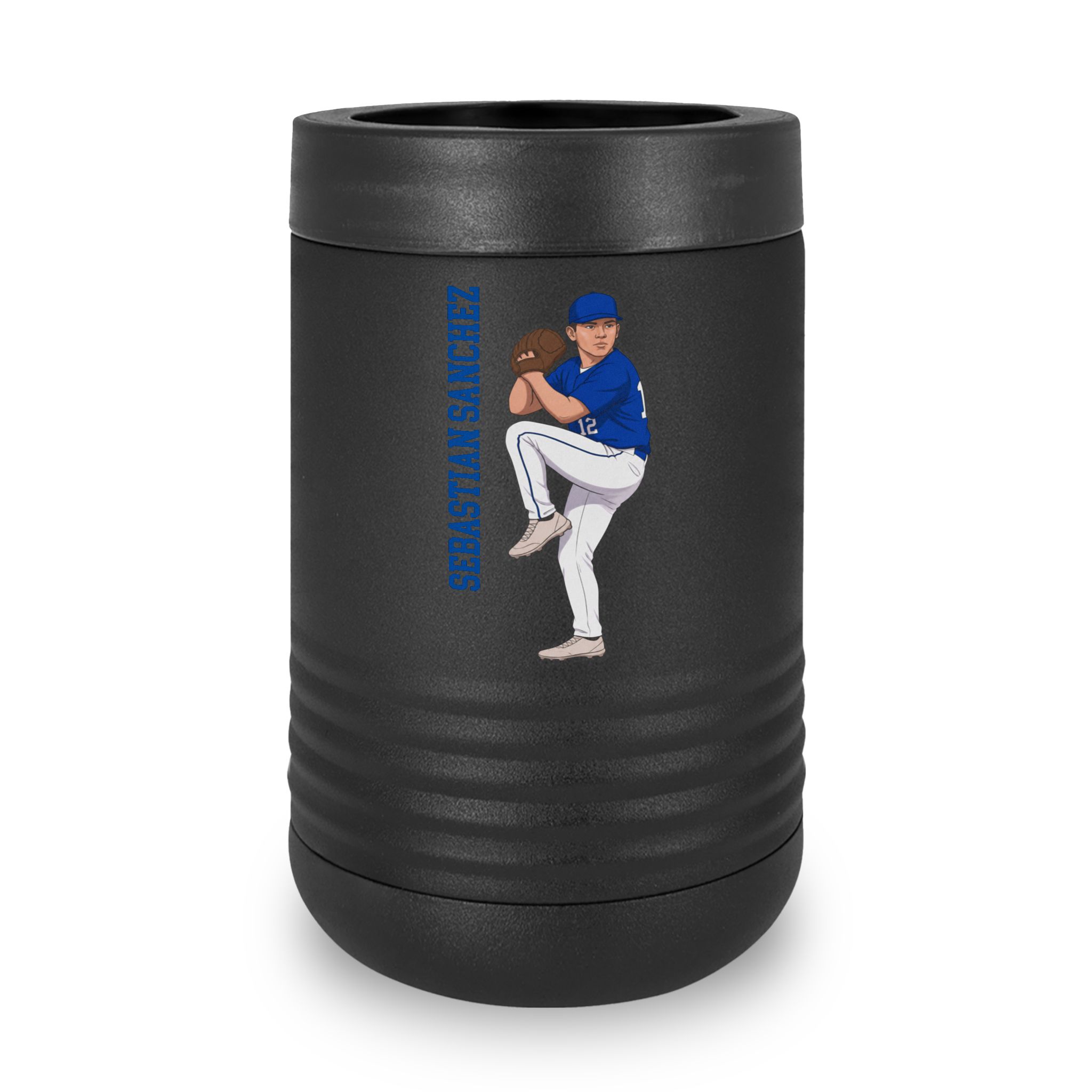 Stainless Can Cooler — character_name_vertical in Black