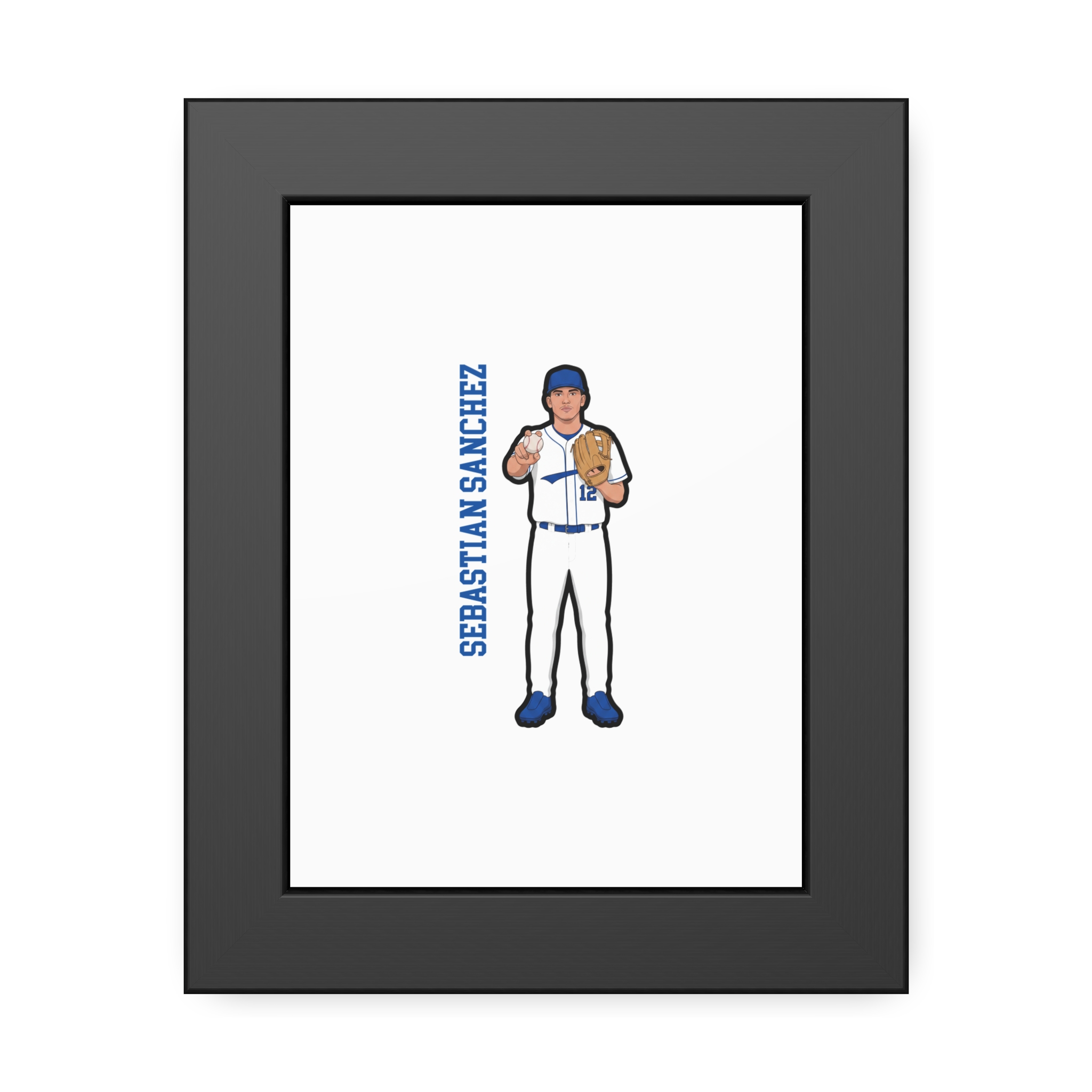 Framed Poster — character_name_vertical in Black