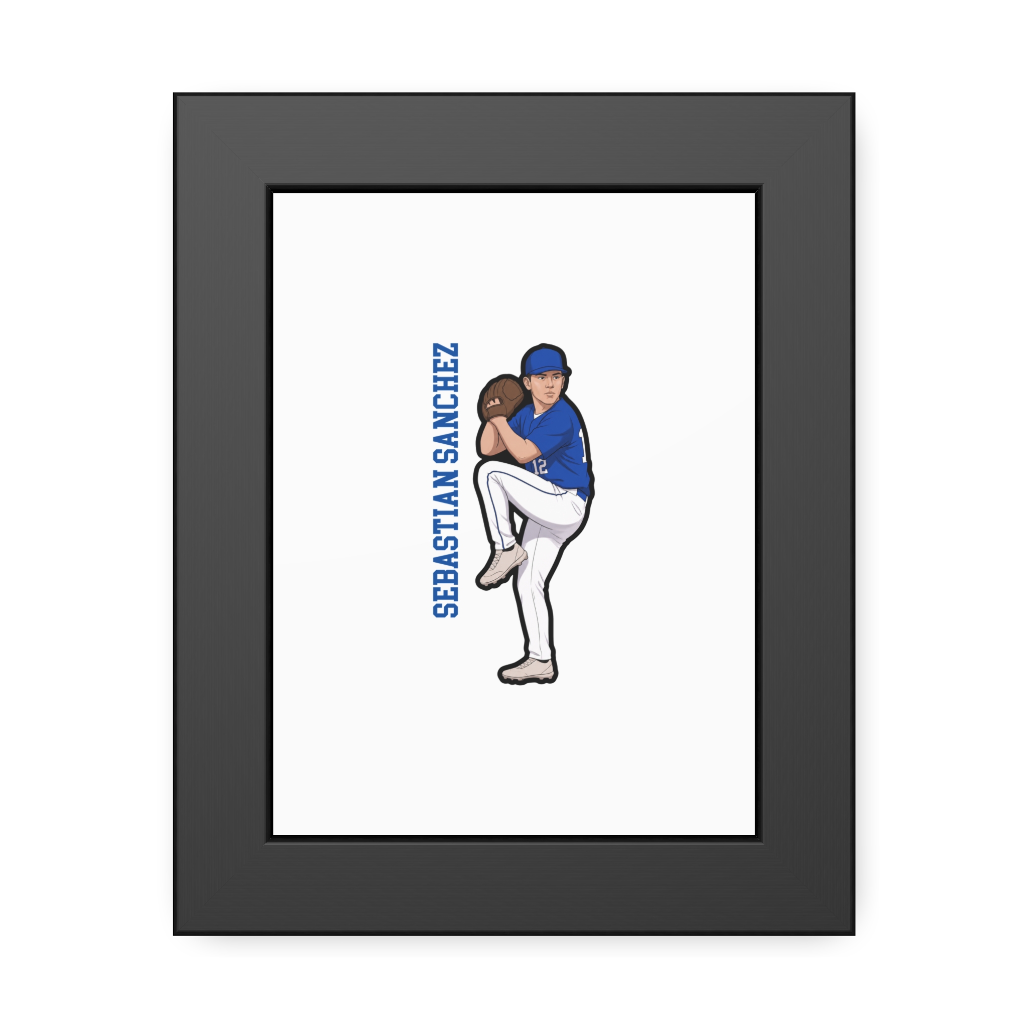Framed Poster — character_name_vertical in Black