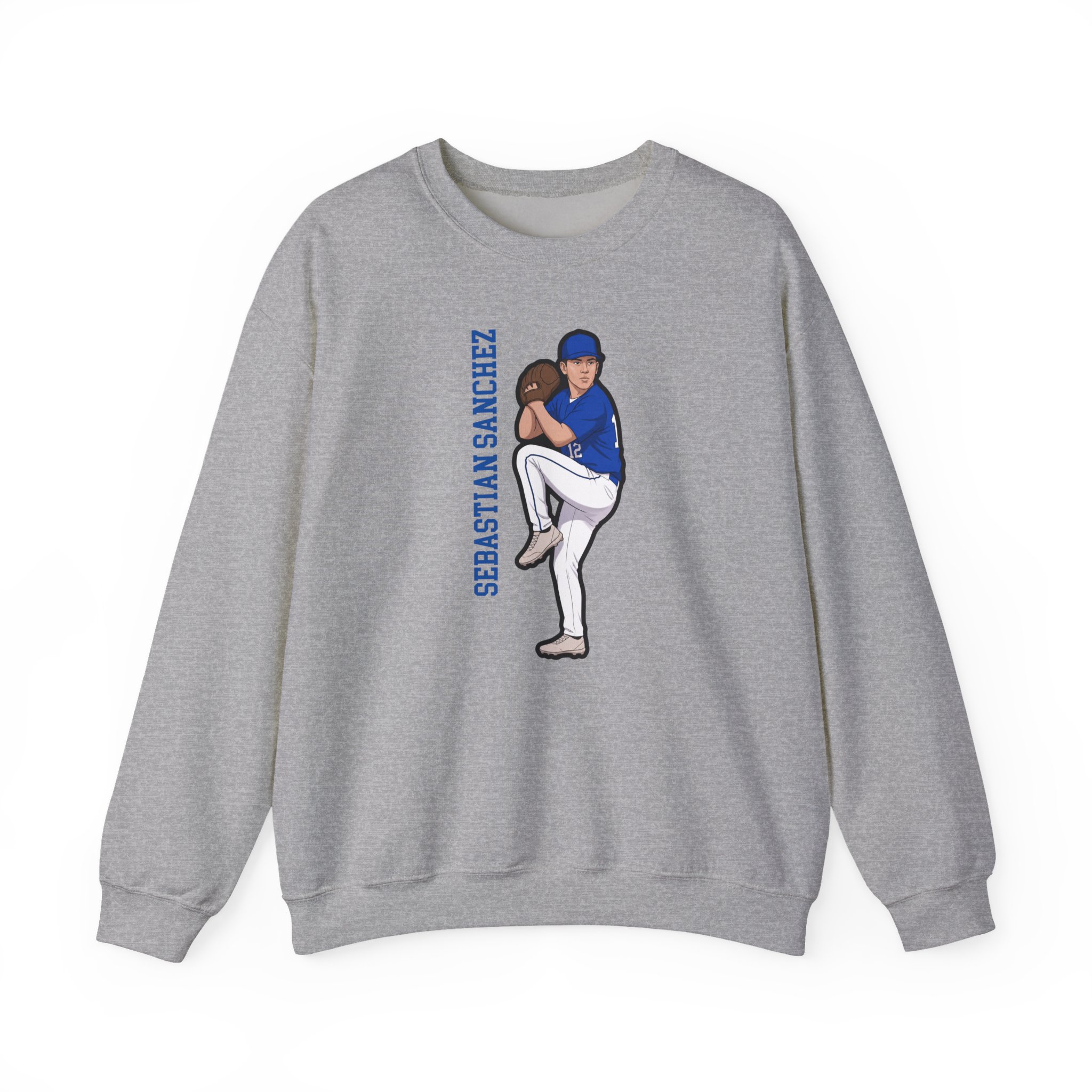 Crewneck Sweatshirt — character_name_vertical in Grey
