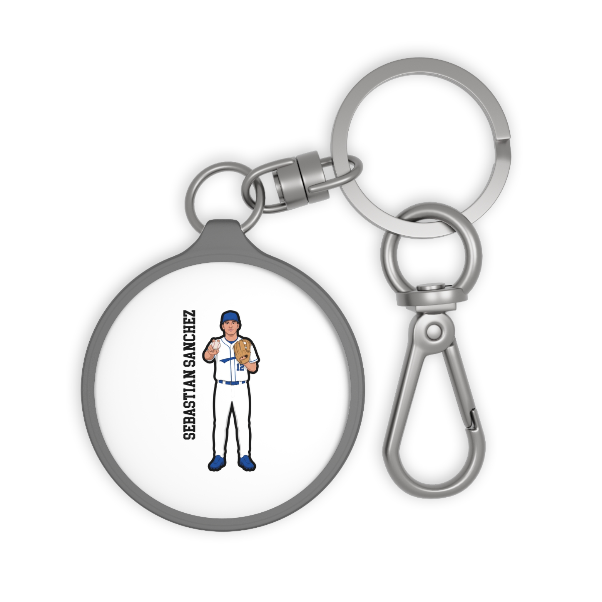 Keychain — character_name_vertical in Grey