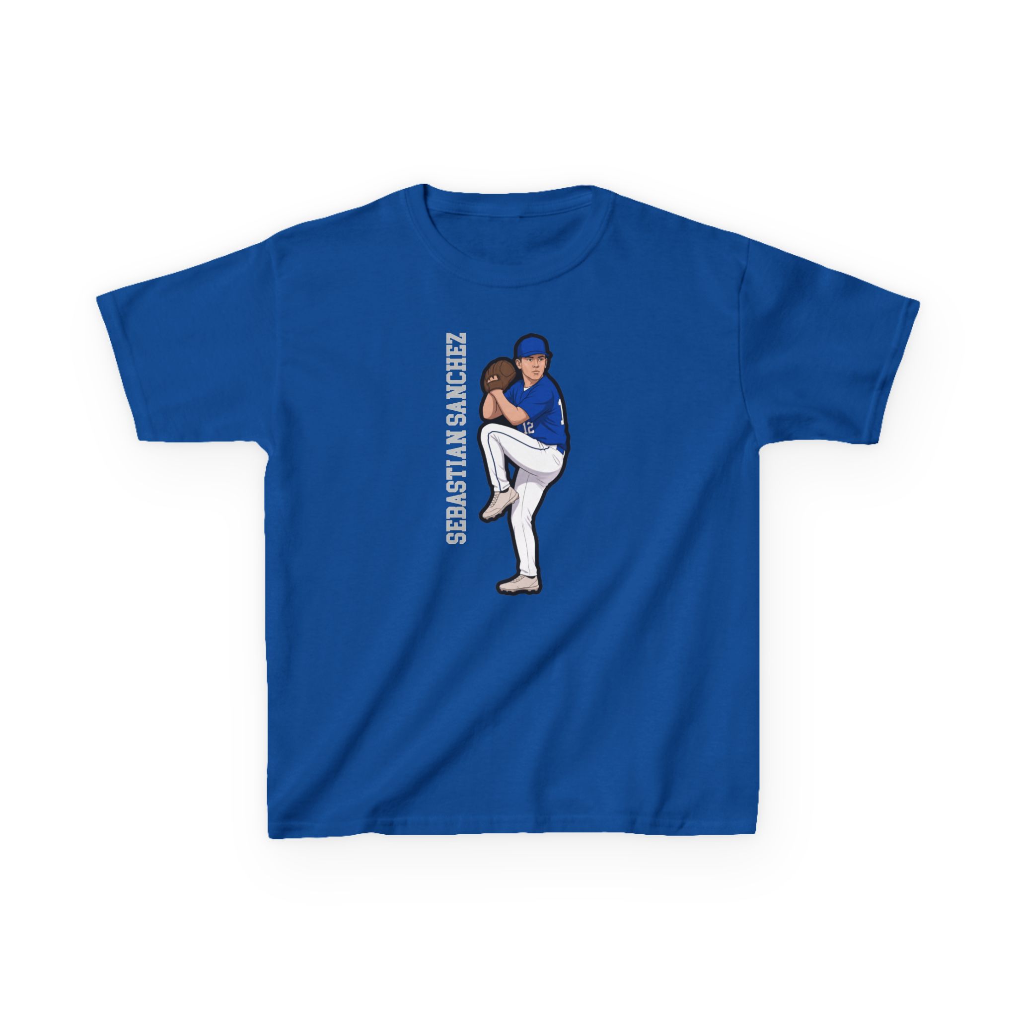 Youth Tee — character_name_vertical in Royal