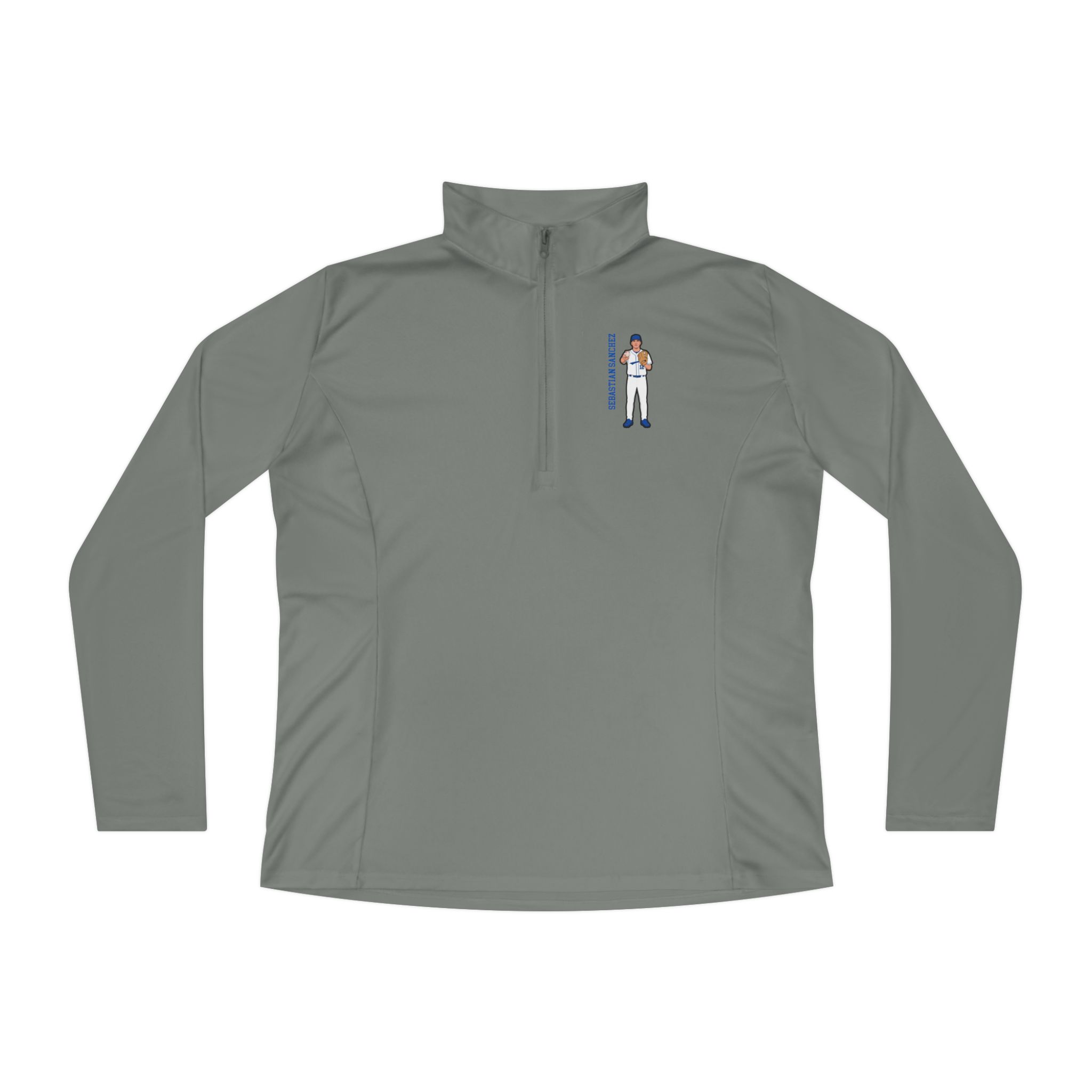 Women's Q-Zip Pullover — character_name_vertical in Grey