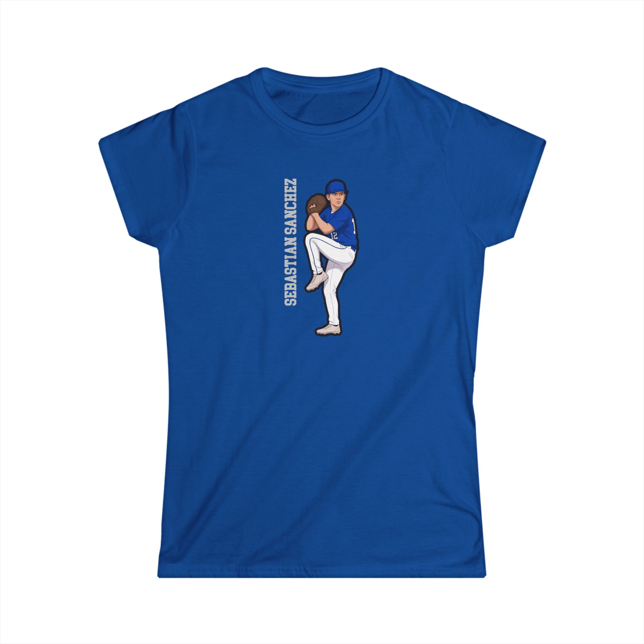 Women's Softstyle Tee — character_name_vertical in Royal