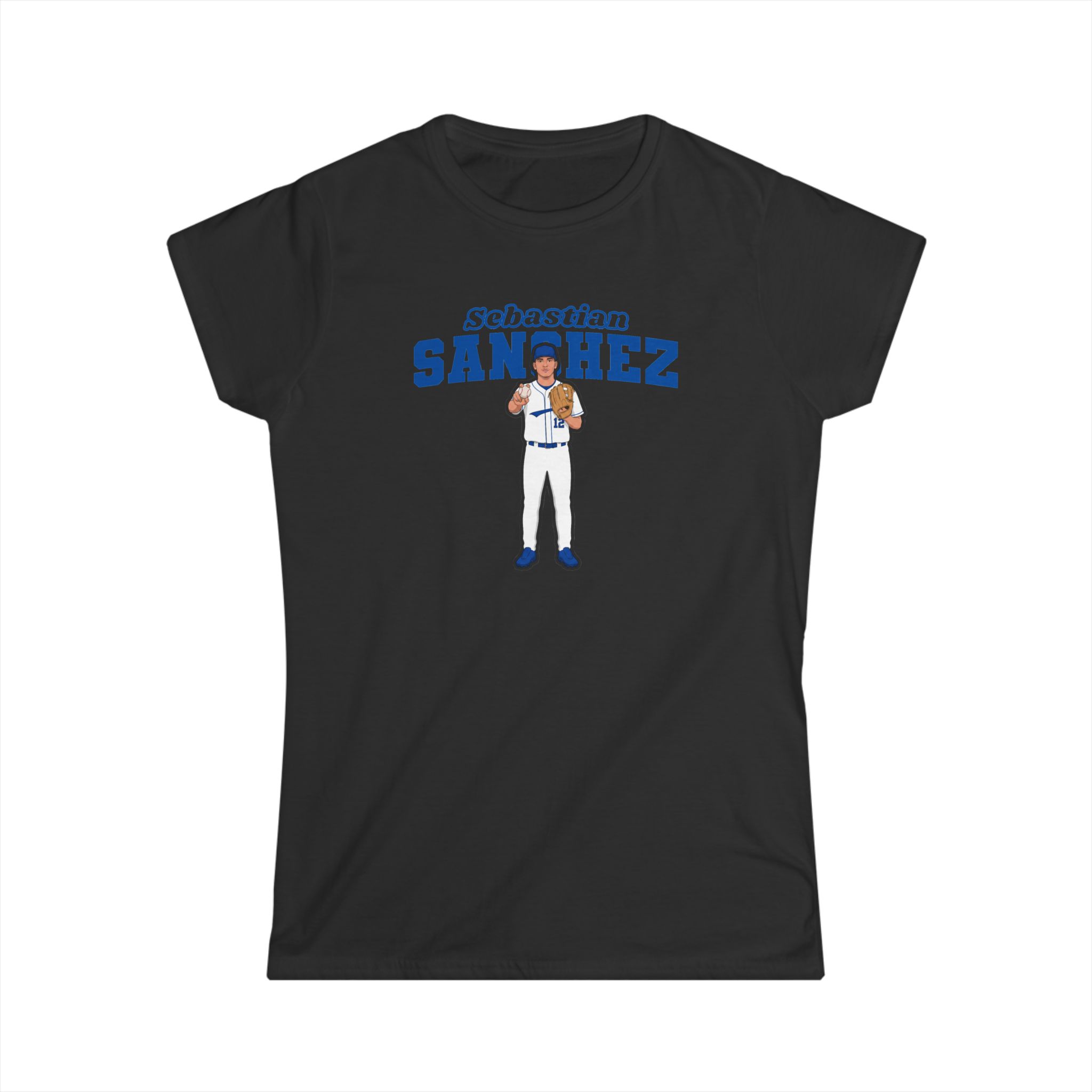 Women's Softstyle Tee — character_name_arch in Black