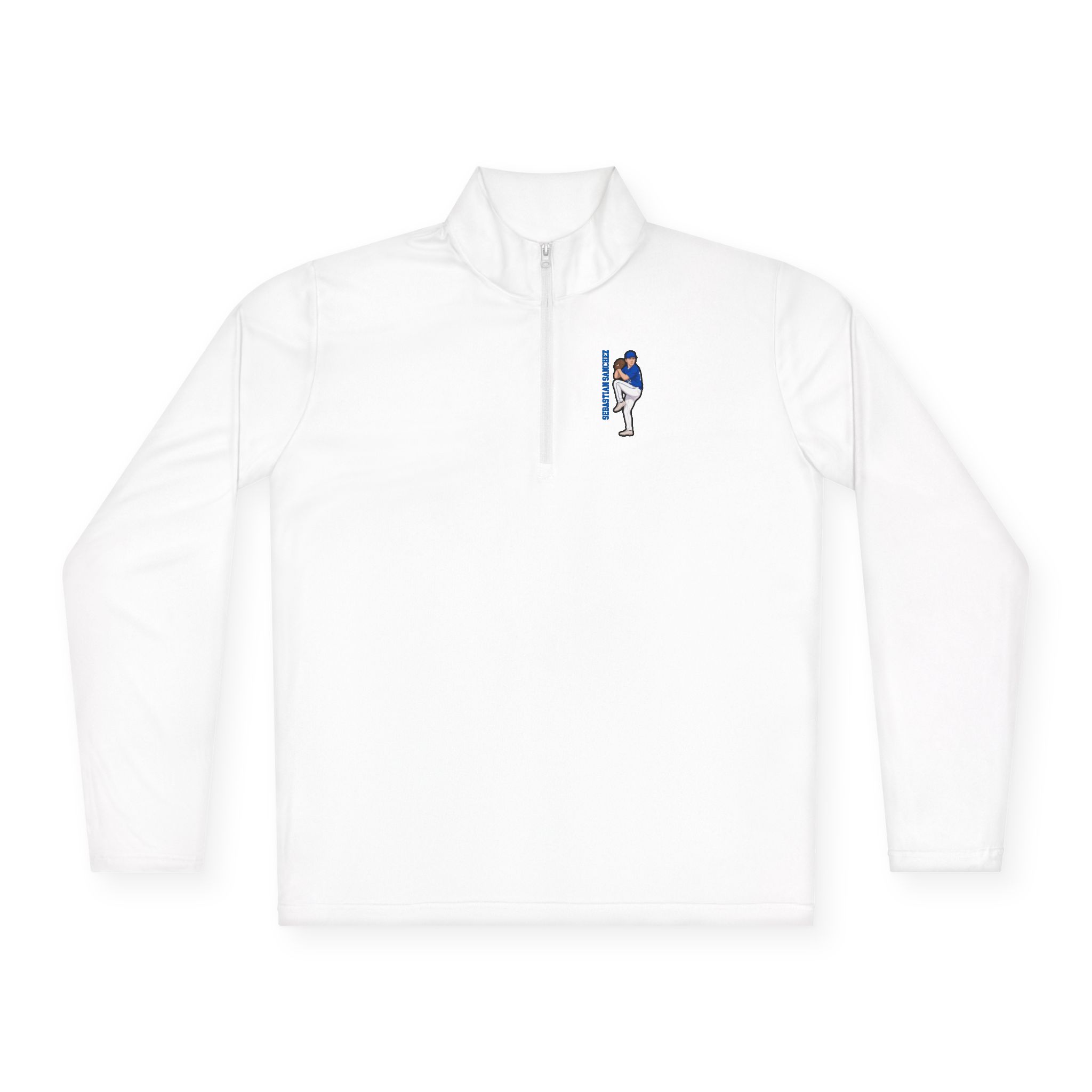 Q-Zip Pullover — character_name_vertical in White