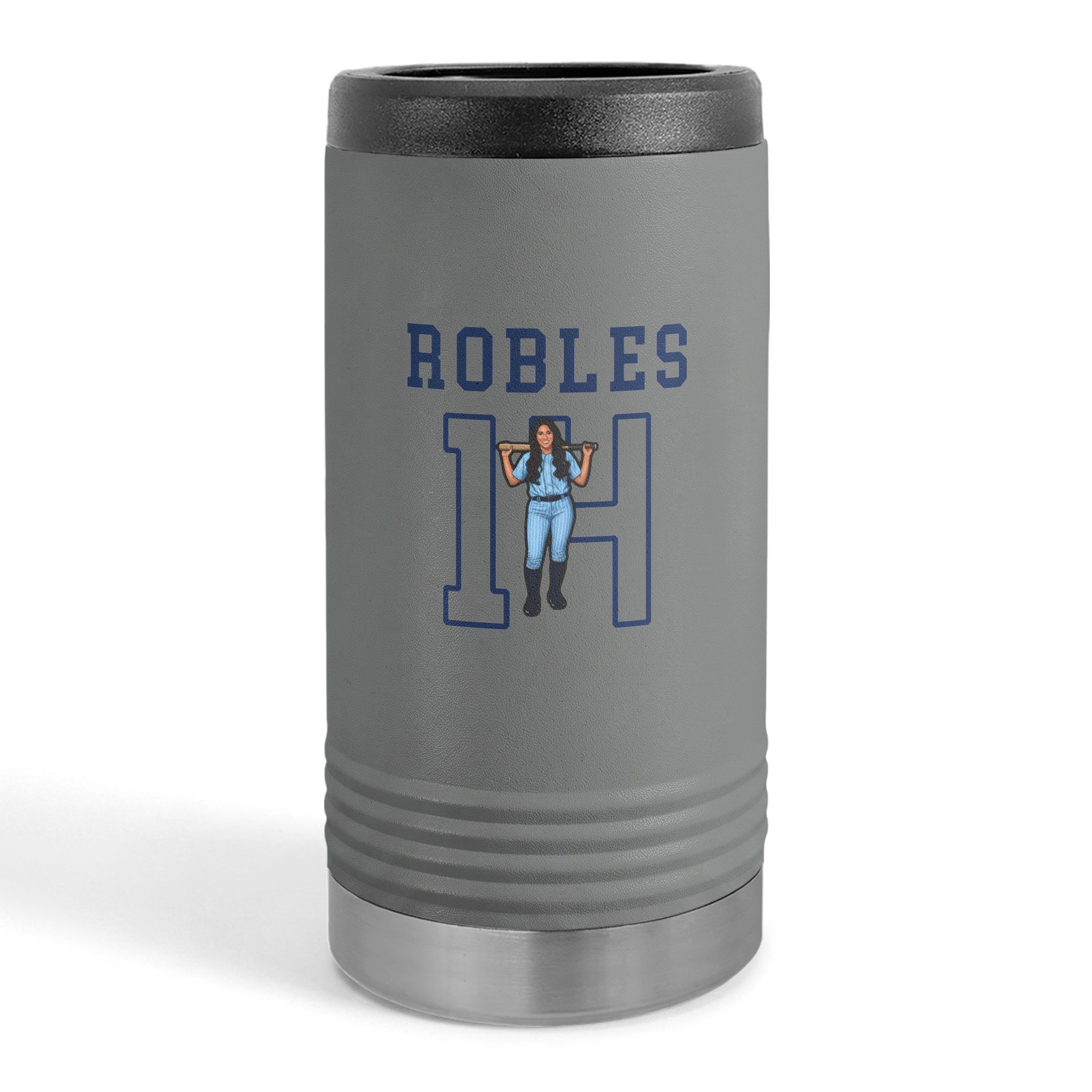 Slim Stainless Can Cooler — character_shirsey in Grey