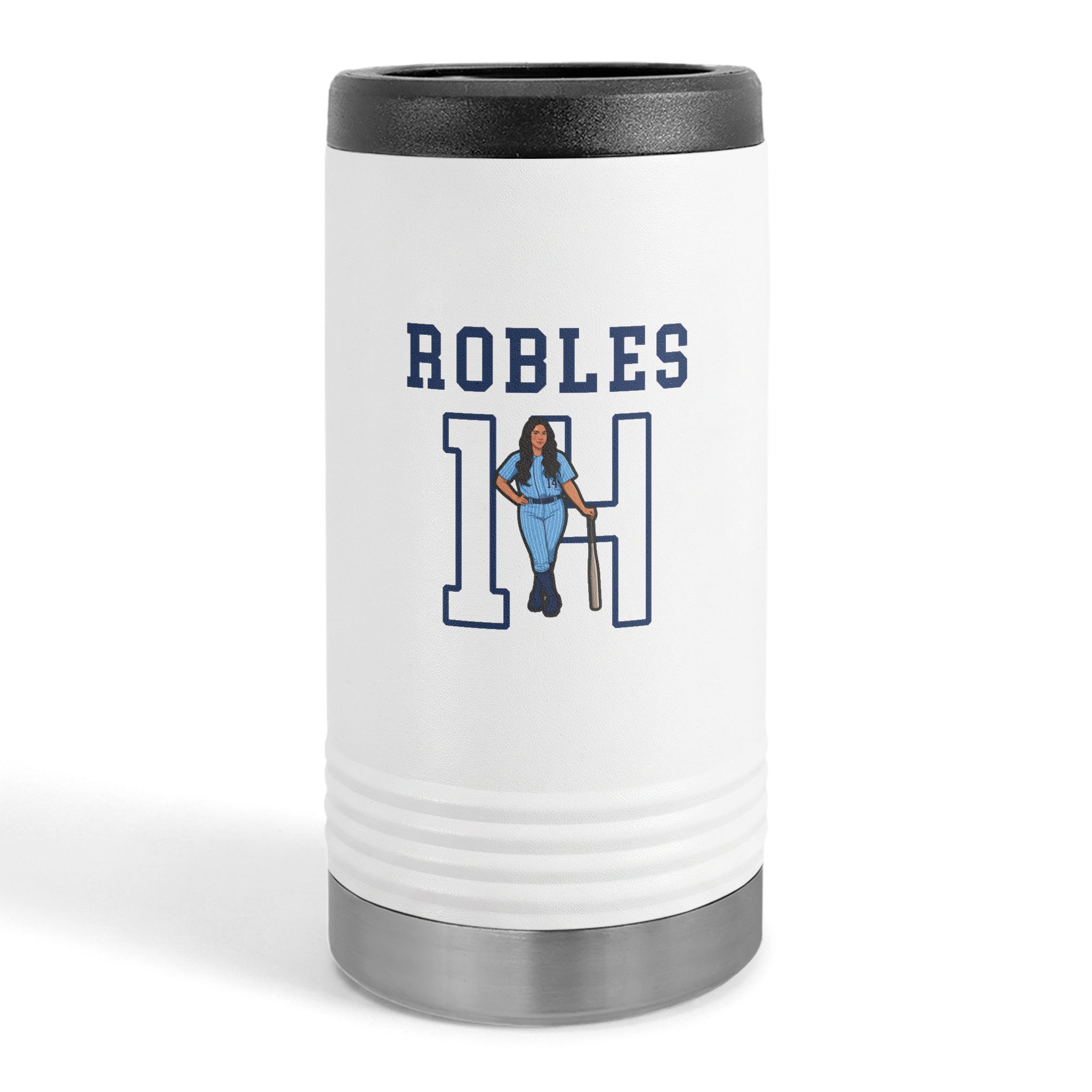 Slim Stainless Can Cooler — character_shirsey in White