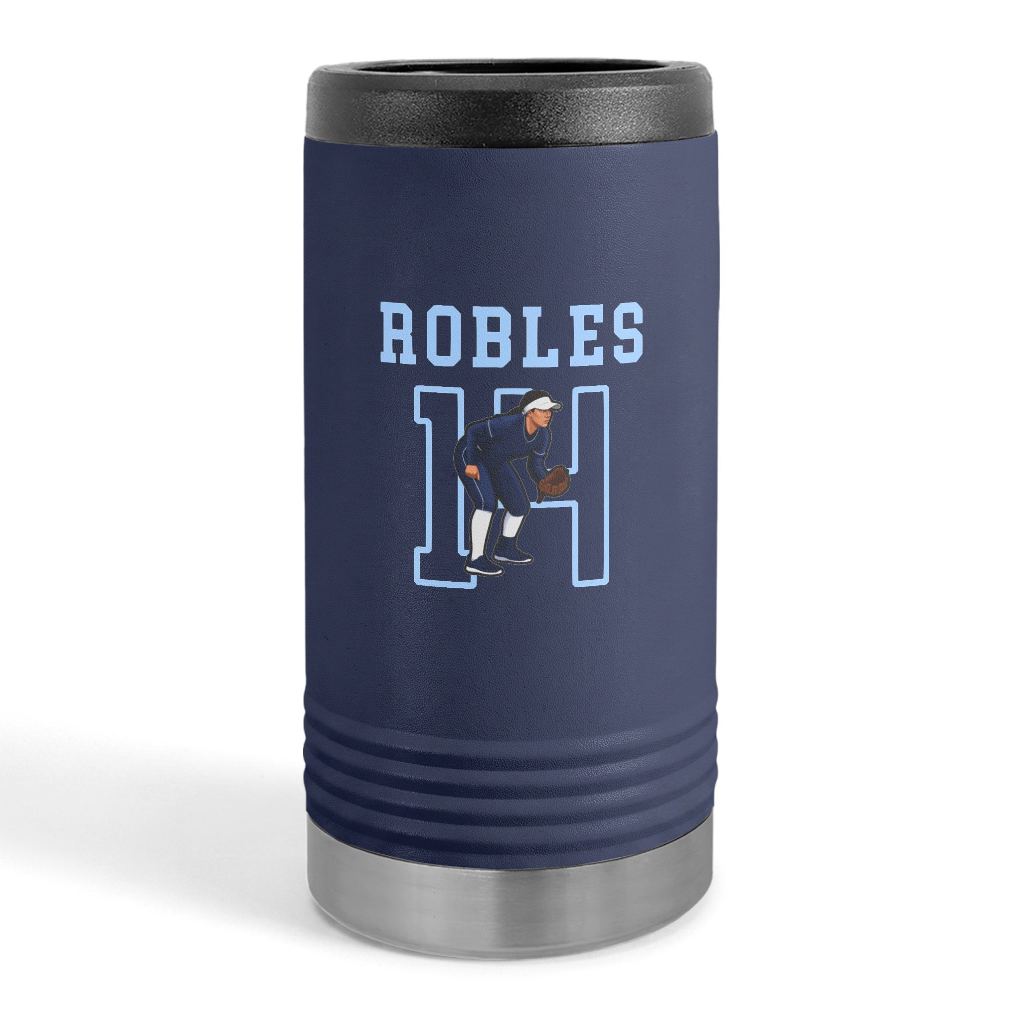 Slim Stainless Can Cooler — character_shirsey in Navy