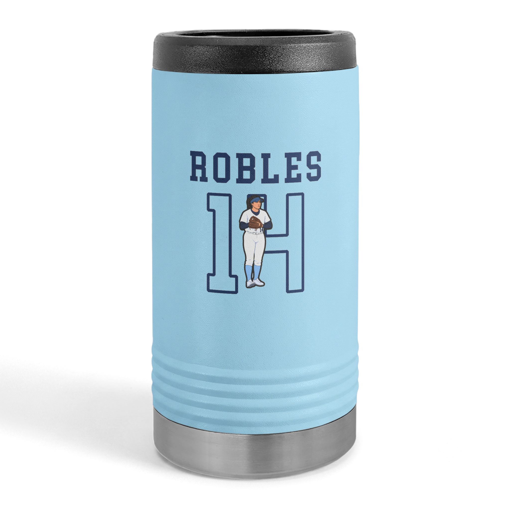 Slim Stainless Can Cooler — character_shirsey in Light Blue