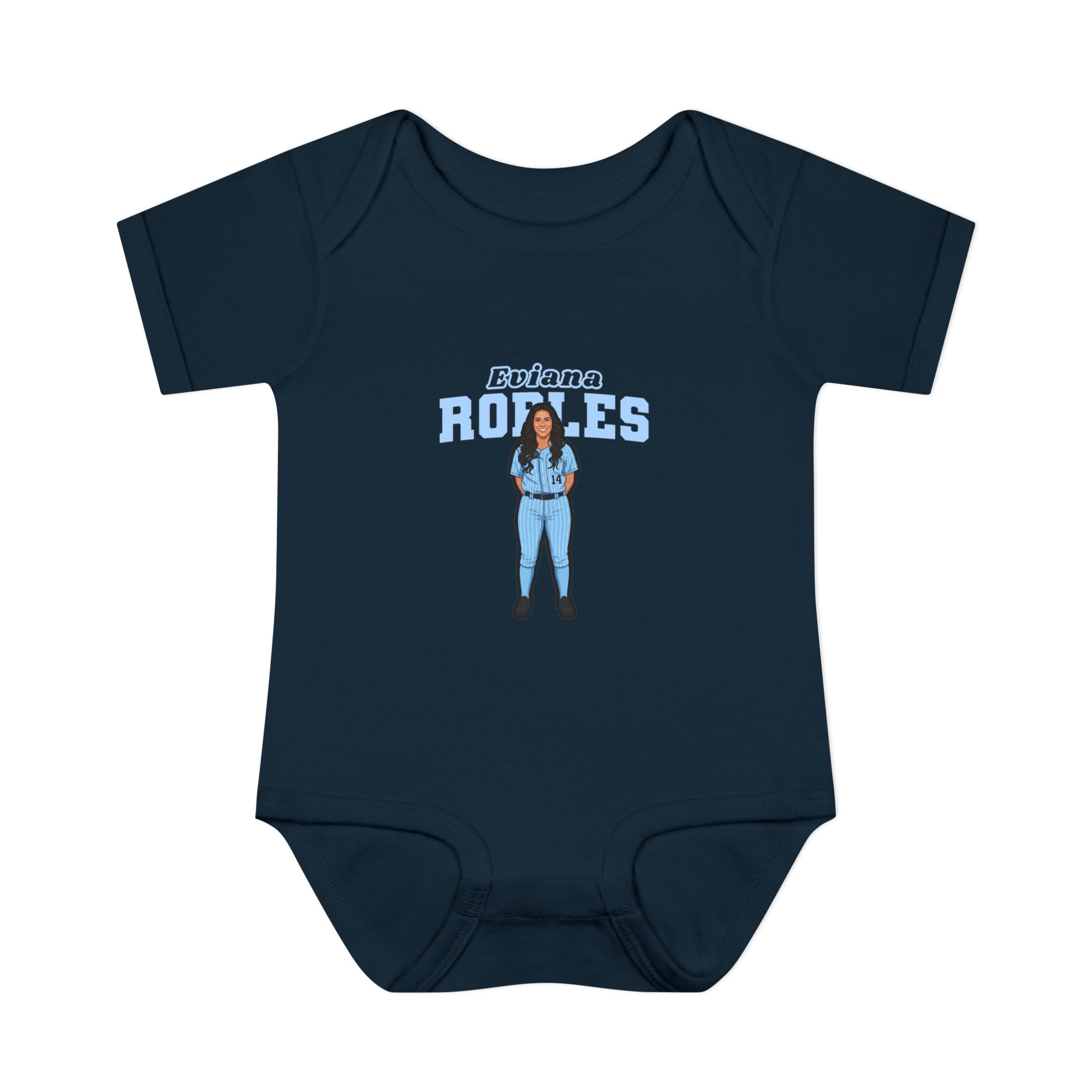 Baby Onesie — character_name_arch in Navy