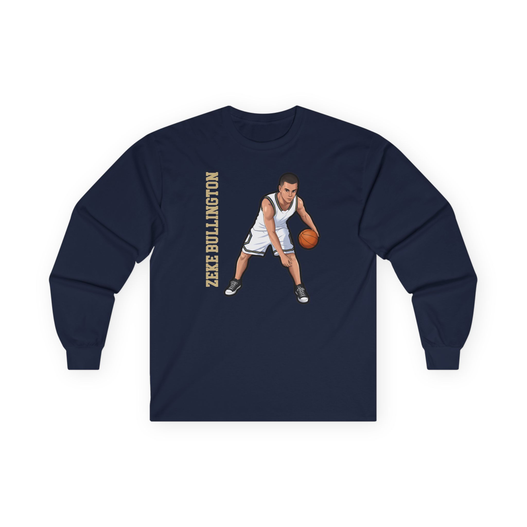 Long Sleeve Tee — character_name_vertical in Navy