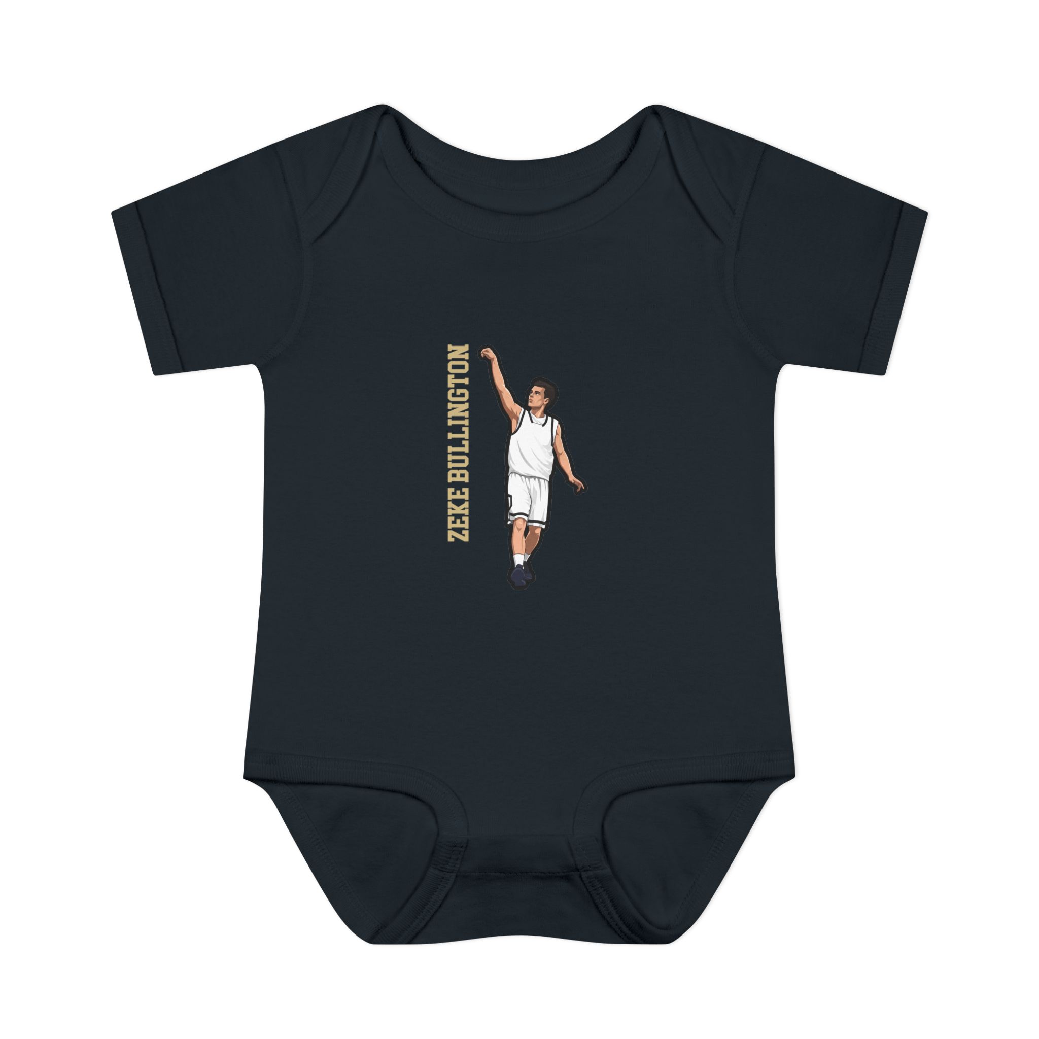 Baby Onesie — character_name_vertical in Black