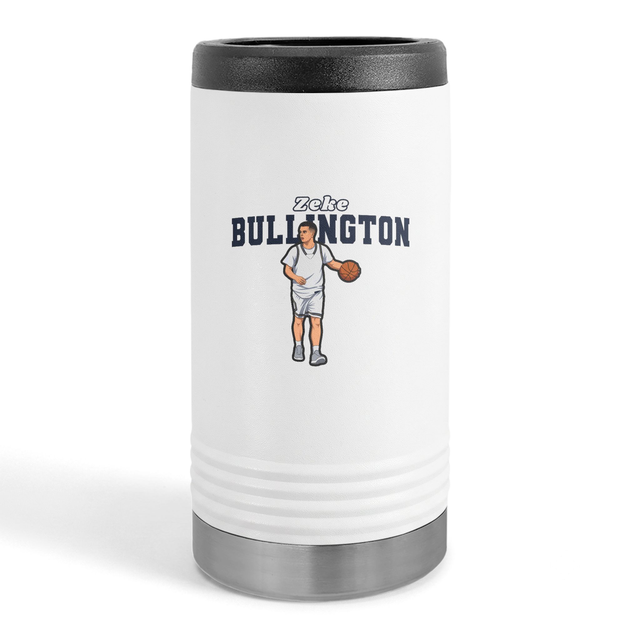 Slim Stainless Can Cooler — character_name_arch in White