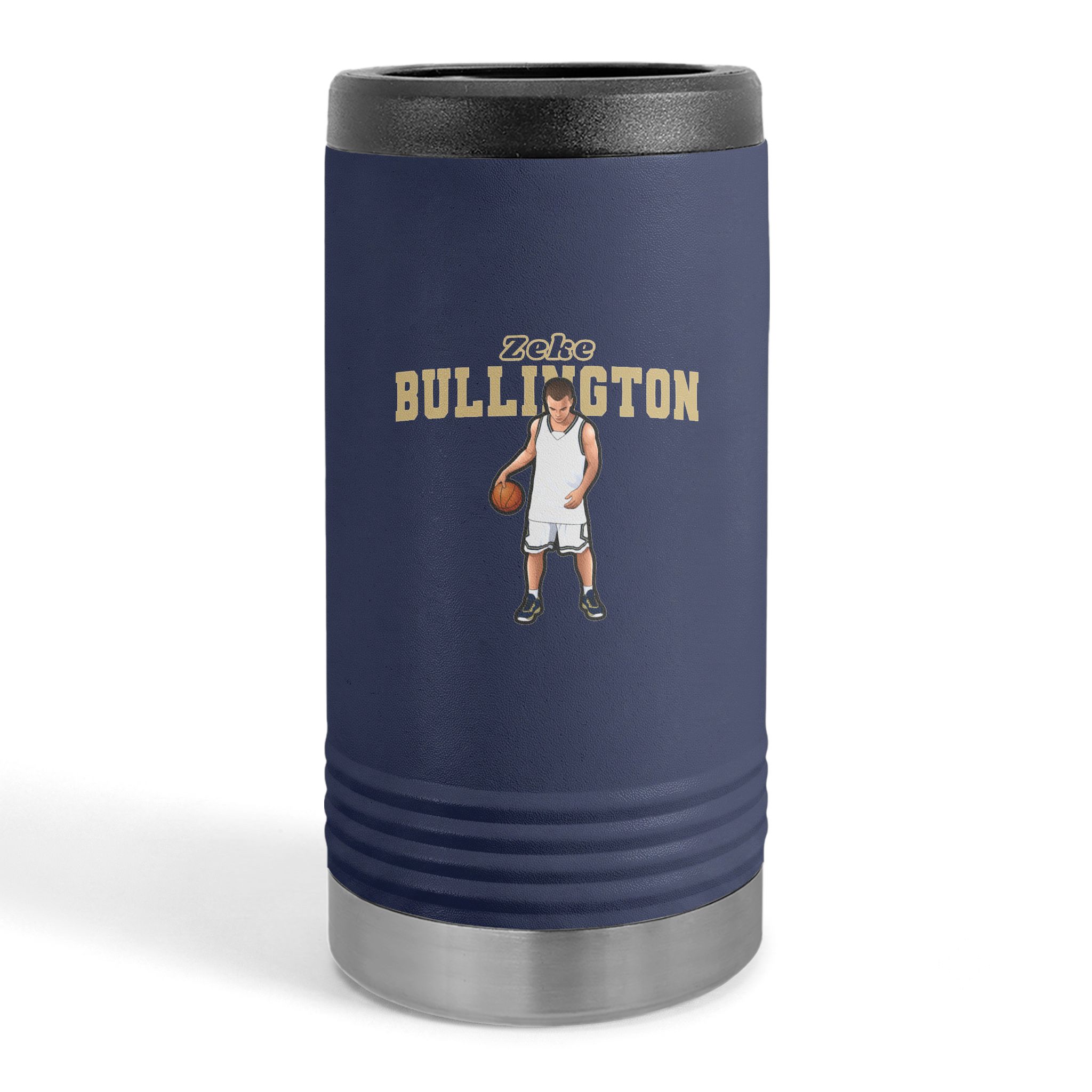 Slim Stainless Can Cooler — character_name_arch in Navy
