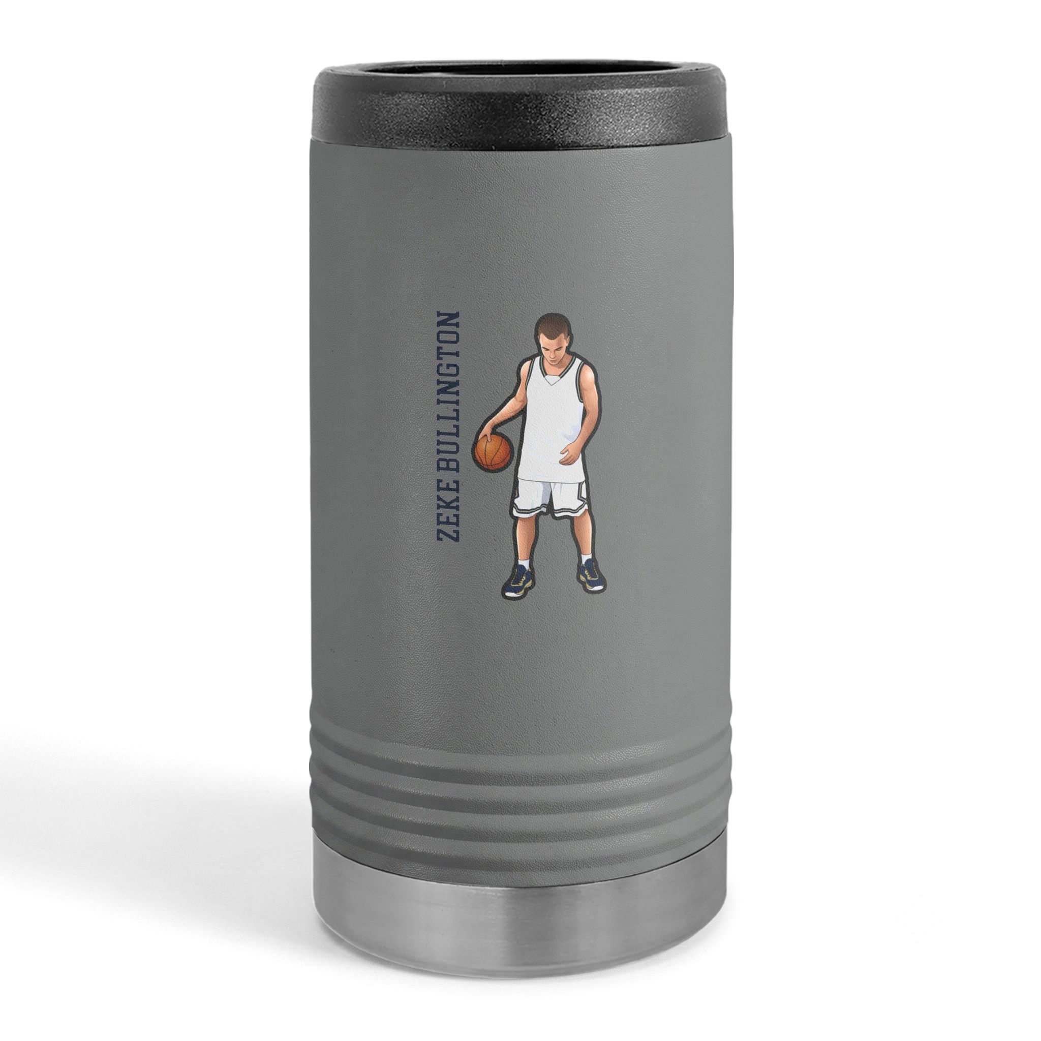 Slim Stainless Can Cooler — character_name_vertical in Grey