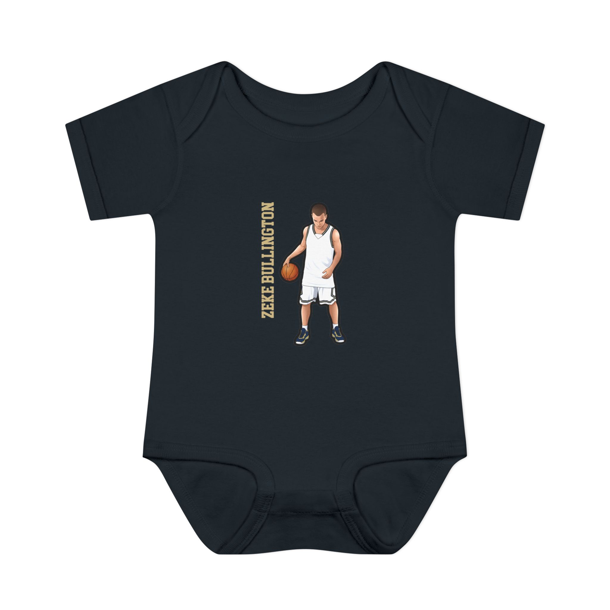 Baby Onesie — character_name_vertical in Black