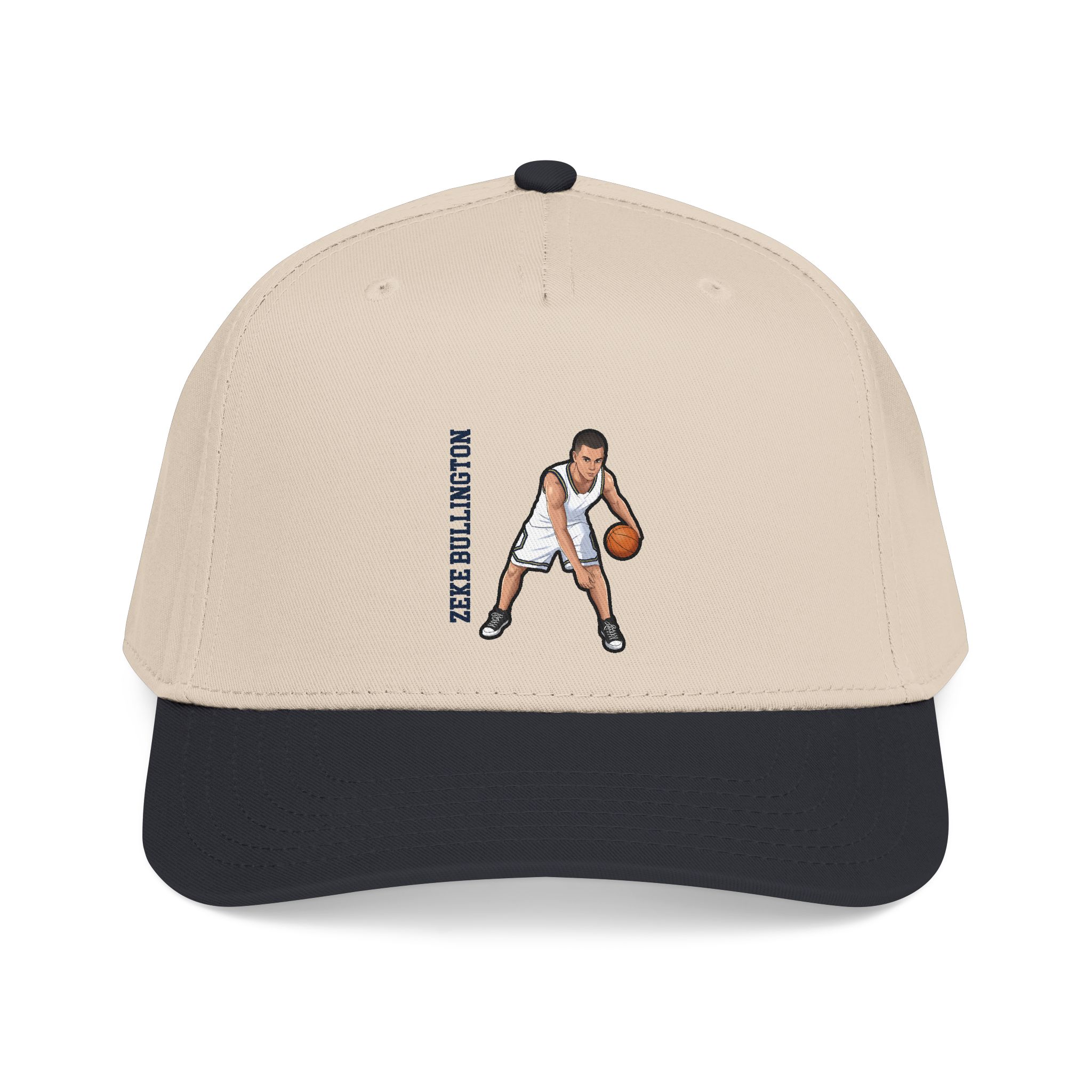Baseball Cap — character_name_vertical in Black / Natural