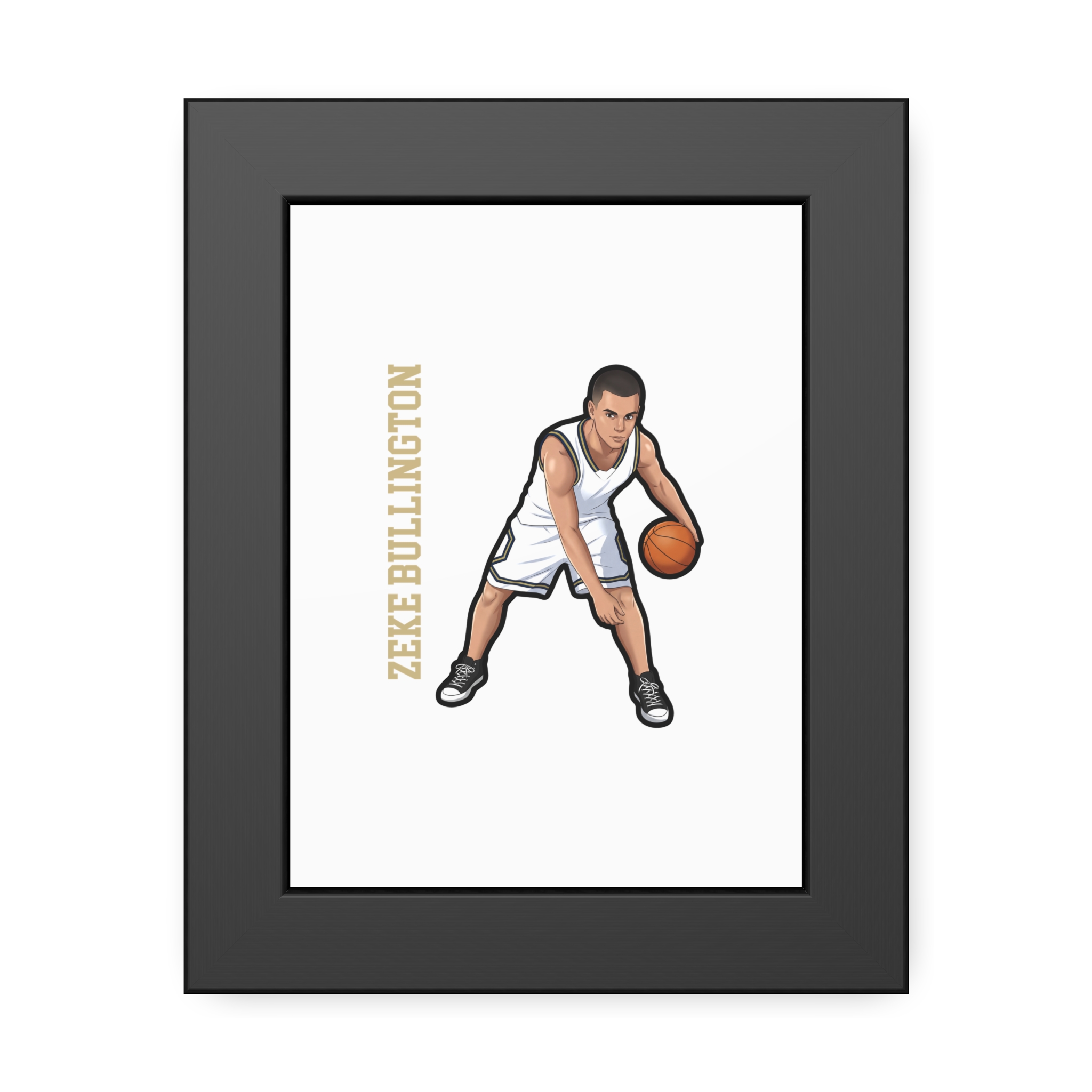 Framed Poster — character_name_vertical in Black