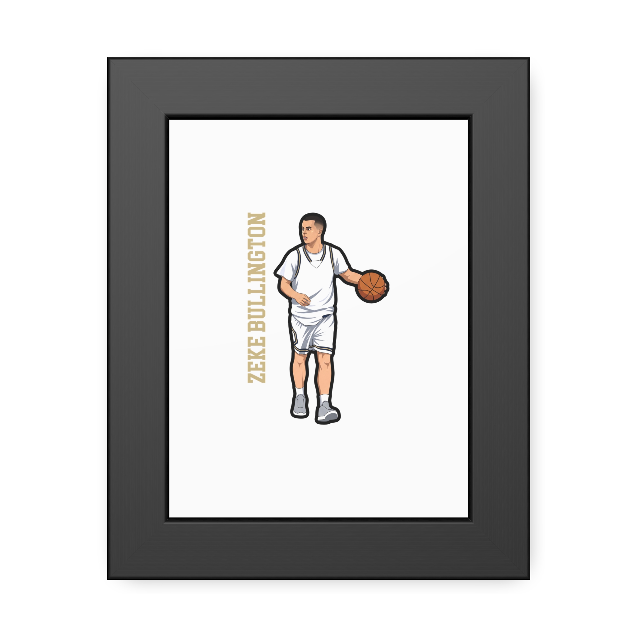 Framed Poster — character_name_vertical in Black