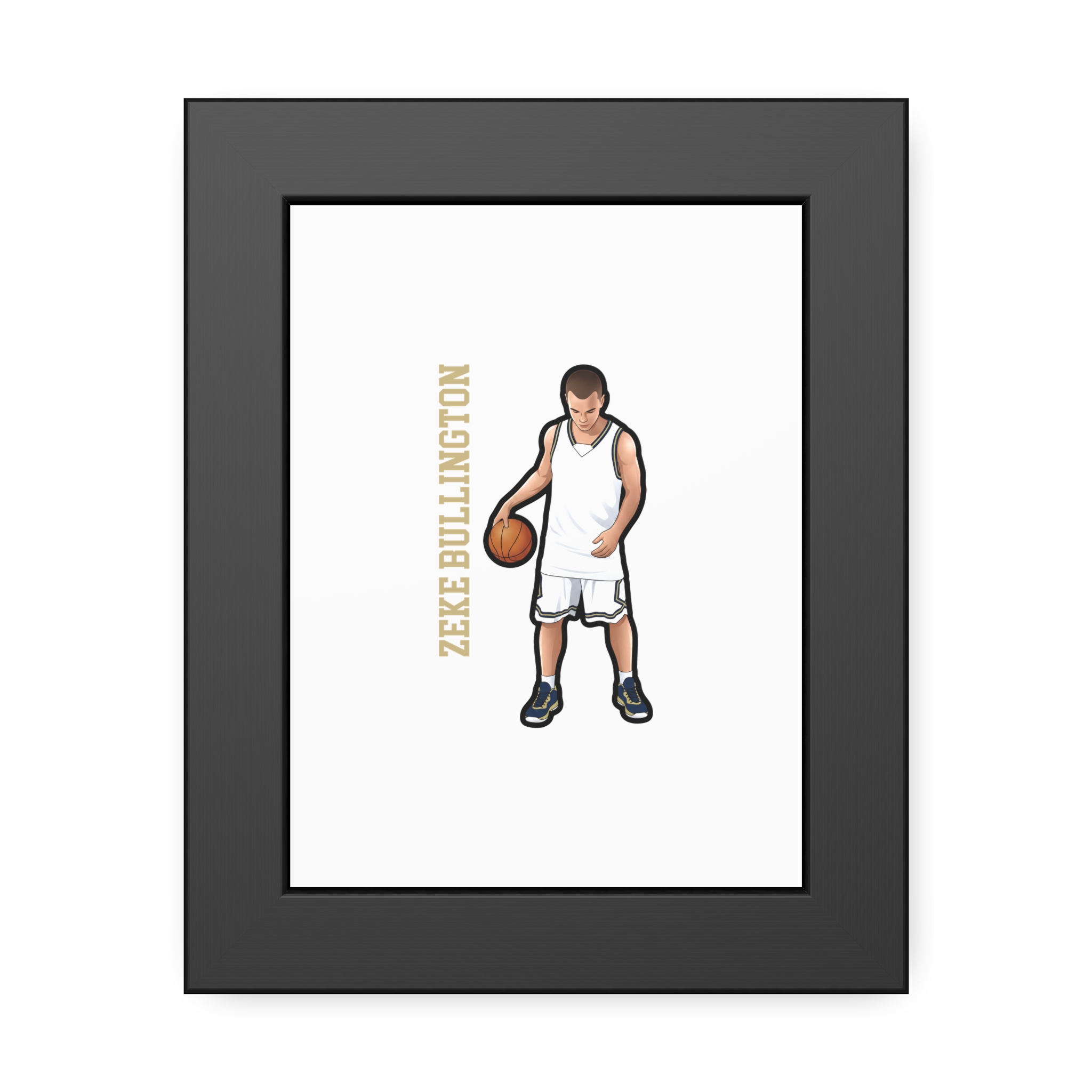 Framed Poster — character_name_vertical in Black
