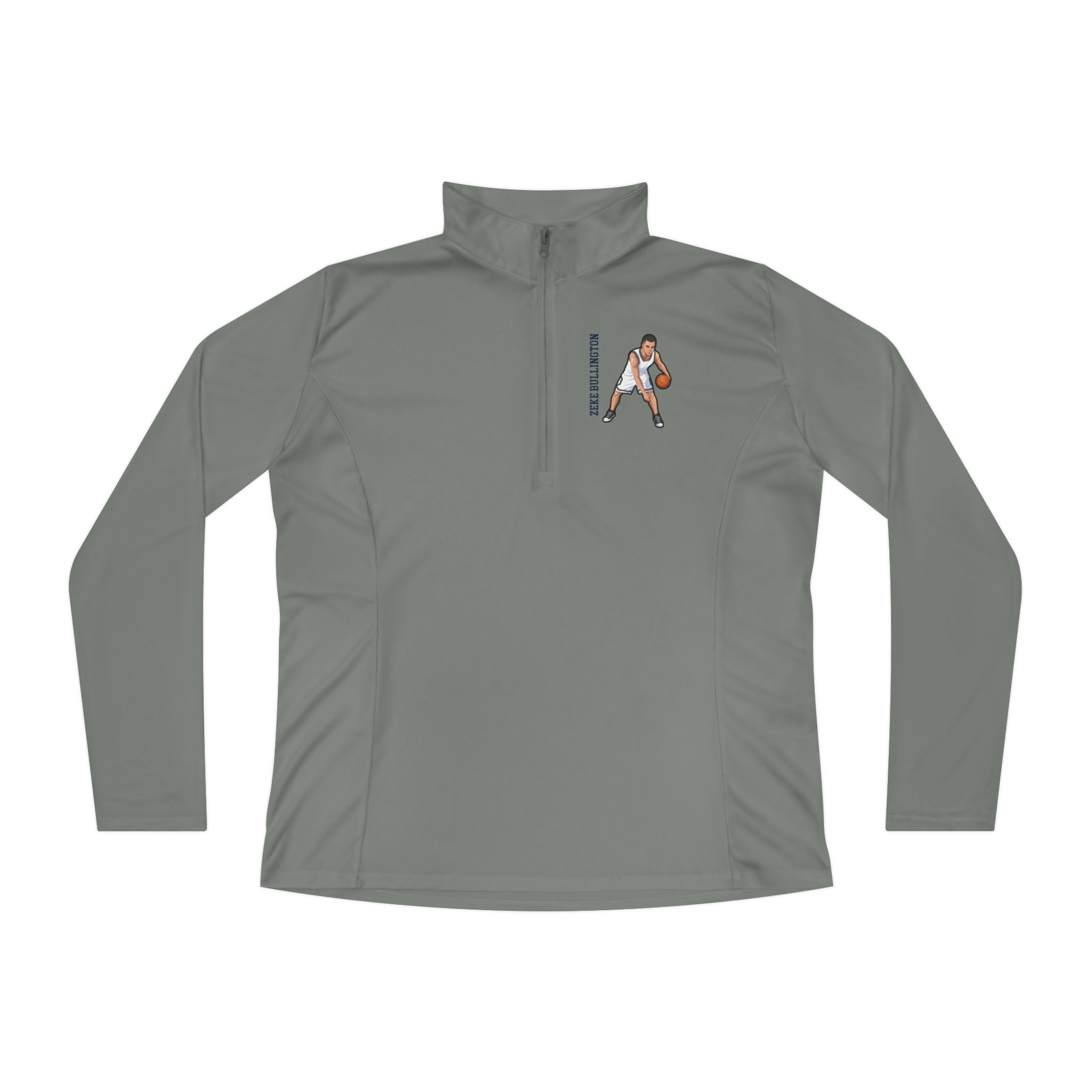 Women's Q-Zip Pullover — character_name_vertical in Grey