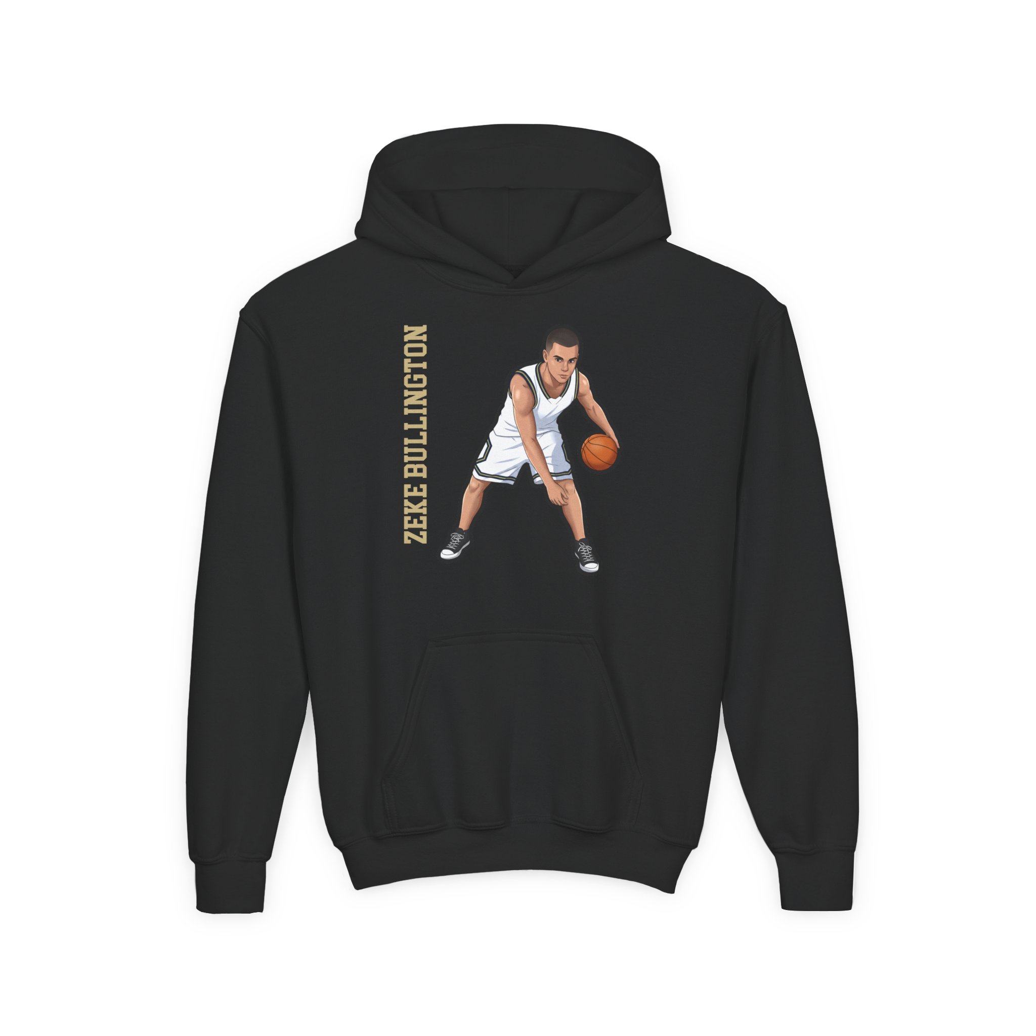 Youth Hoodie — character_name_vertical in Black