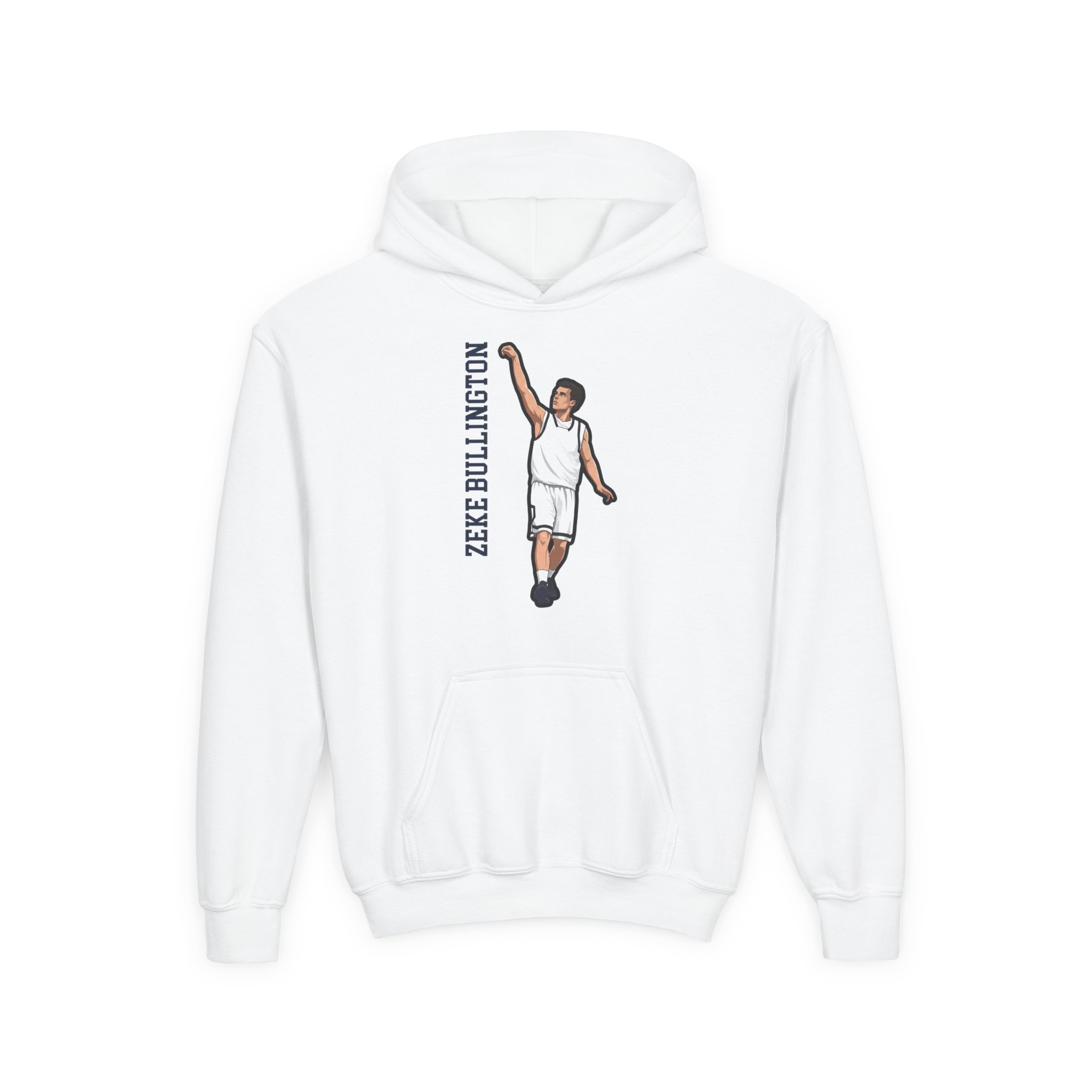 Youth Hoodie — character_name_vertical in White