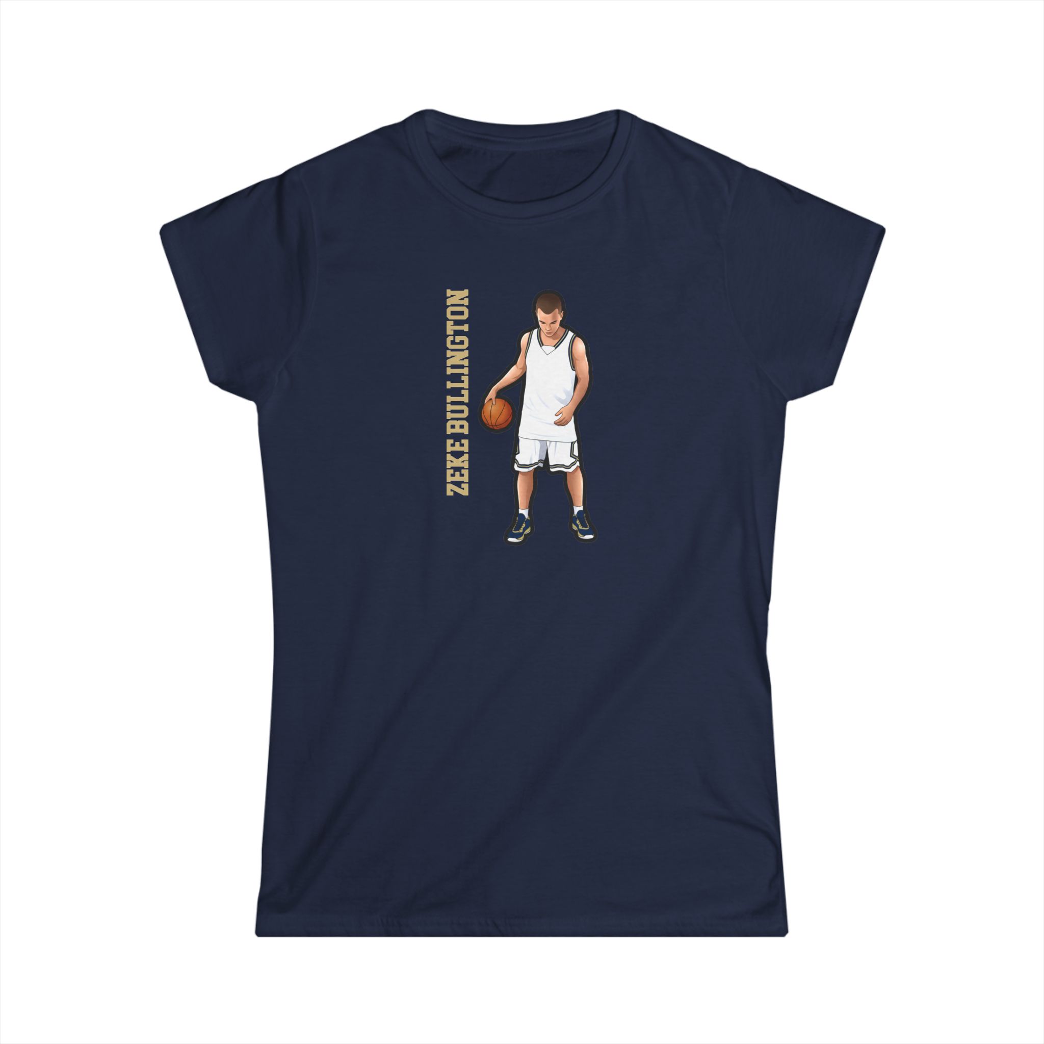 Women's Softstyle Tee — character_name_vertical in Navy