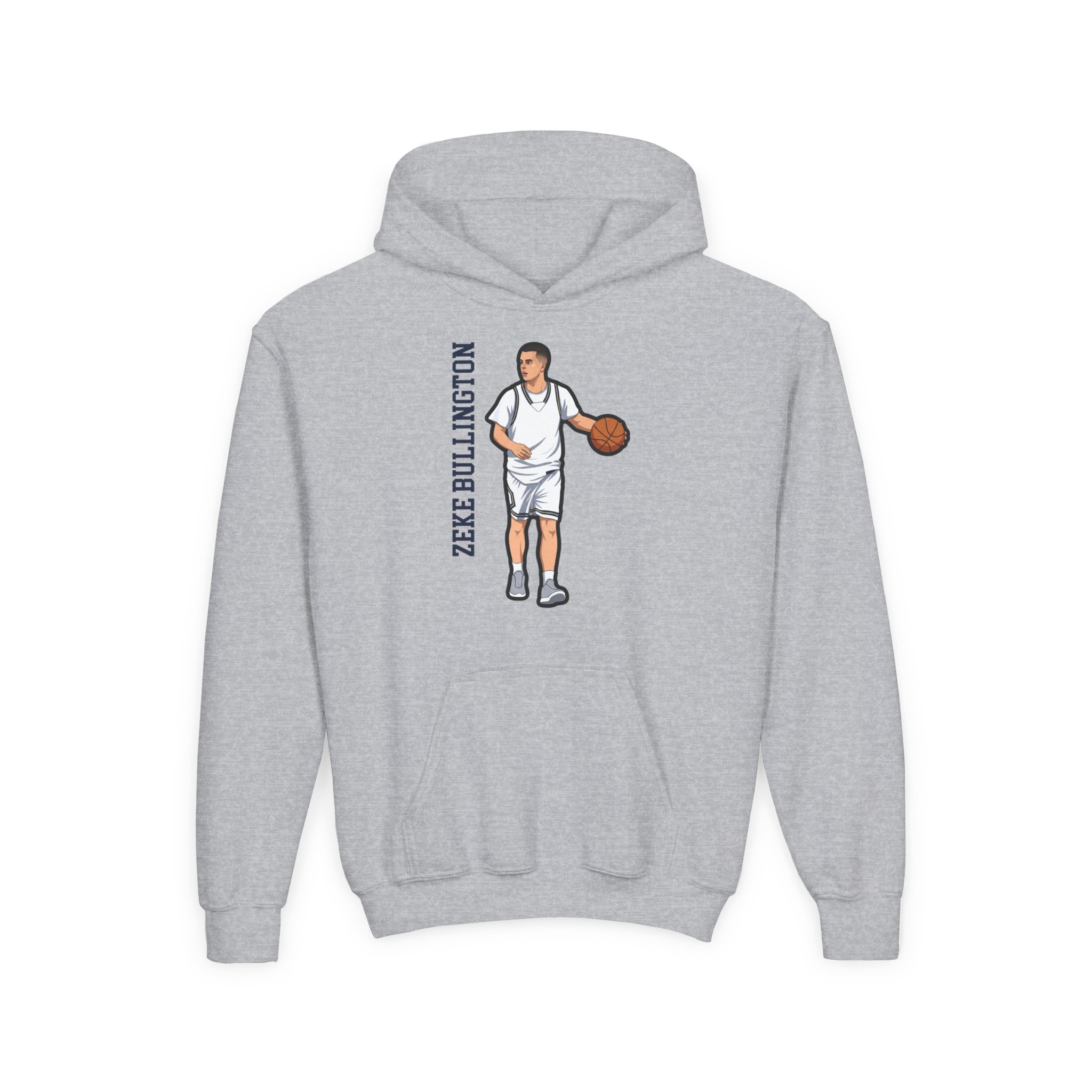 Youth Hoodie — character_name_vertical in Grey