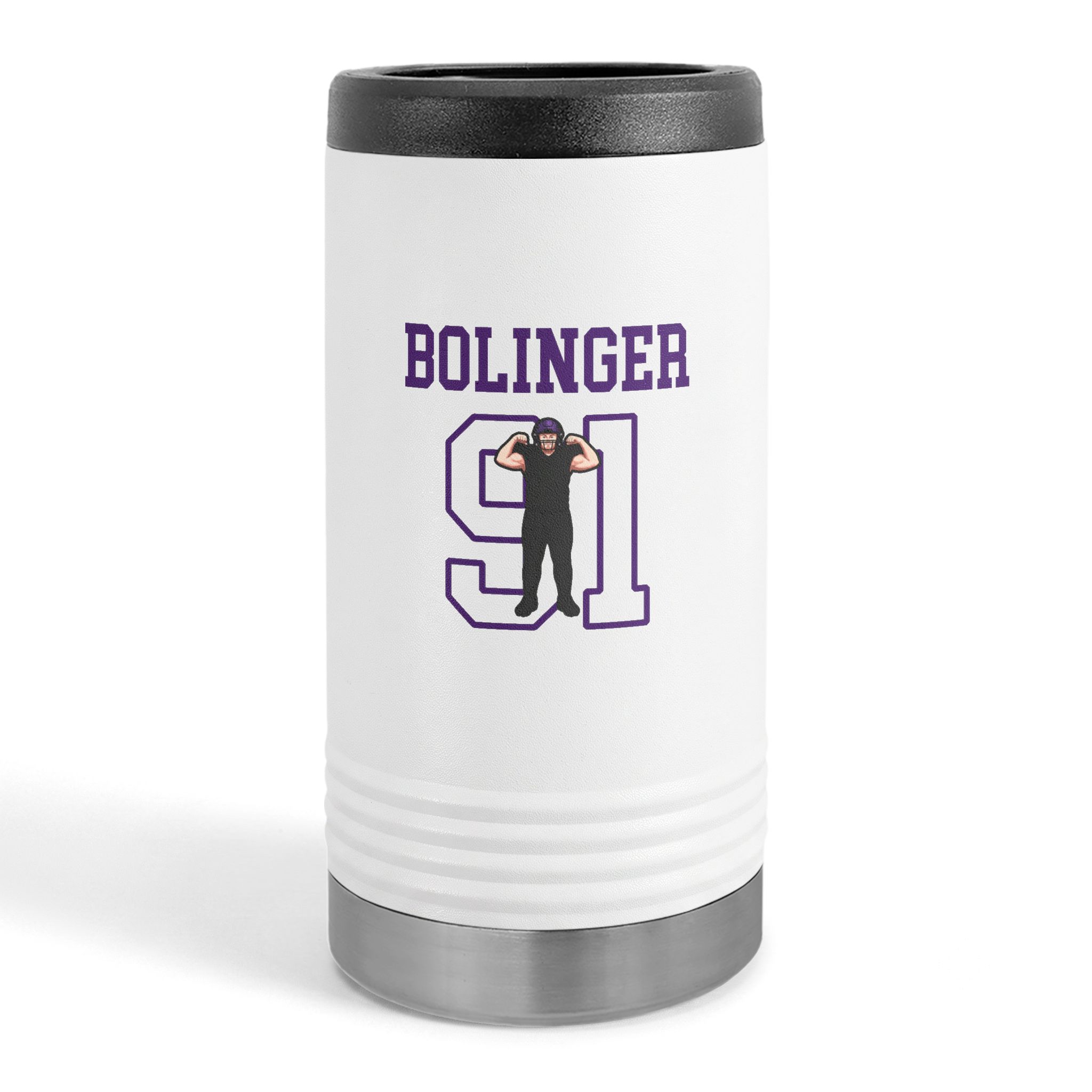 Slim Stainless Can Cooler — character_shirsey in White