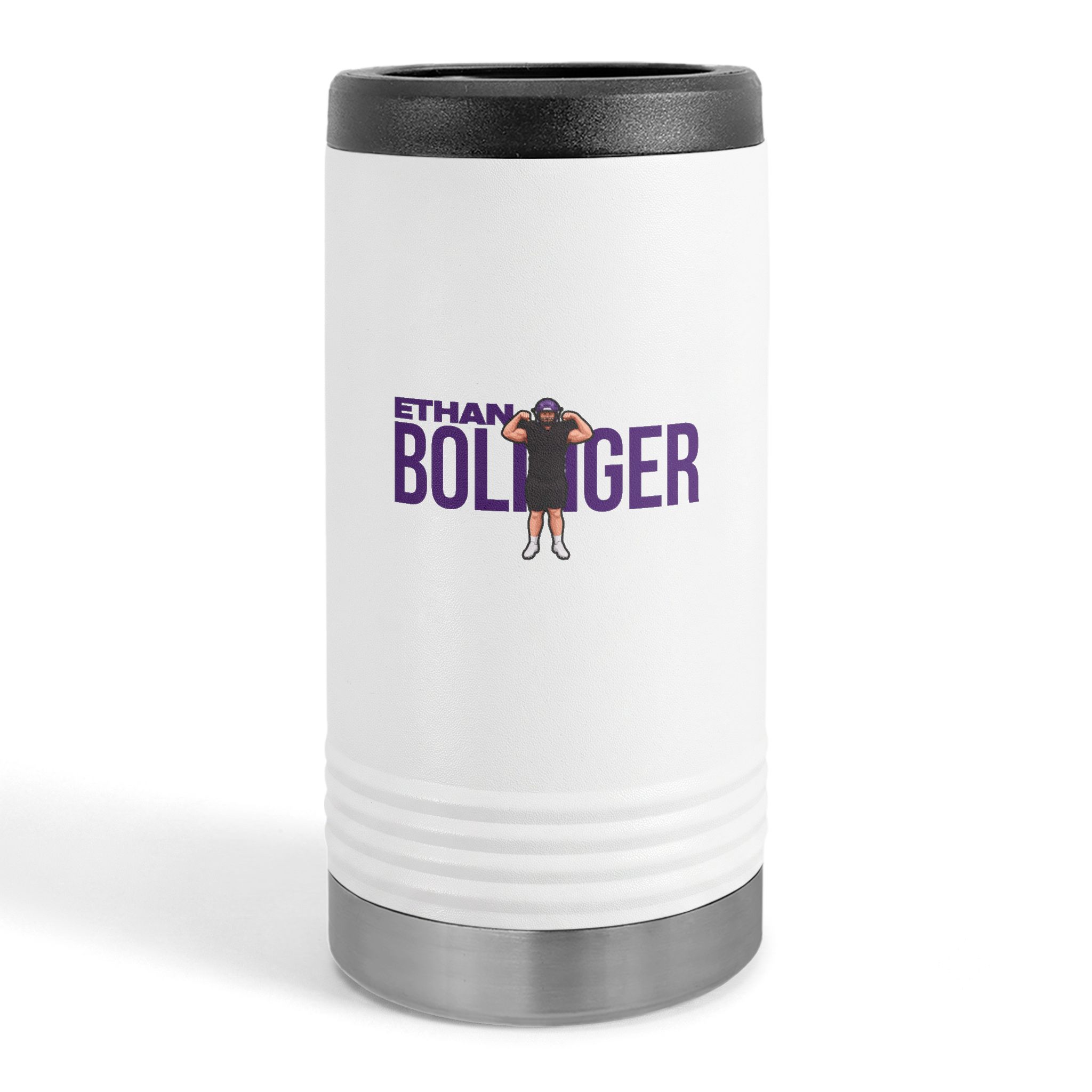 Slim Stainless Can Cooler — character_player_name in White