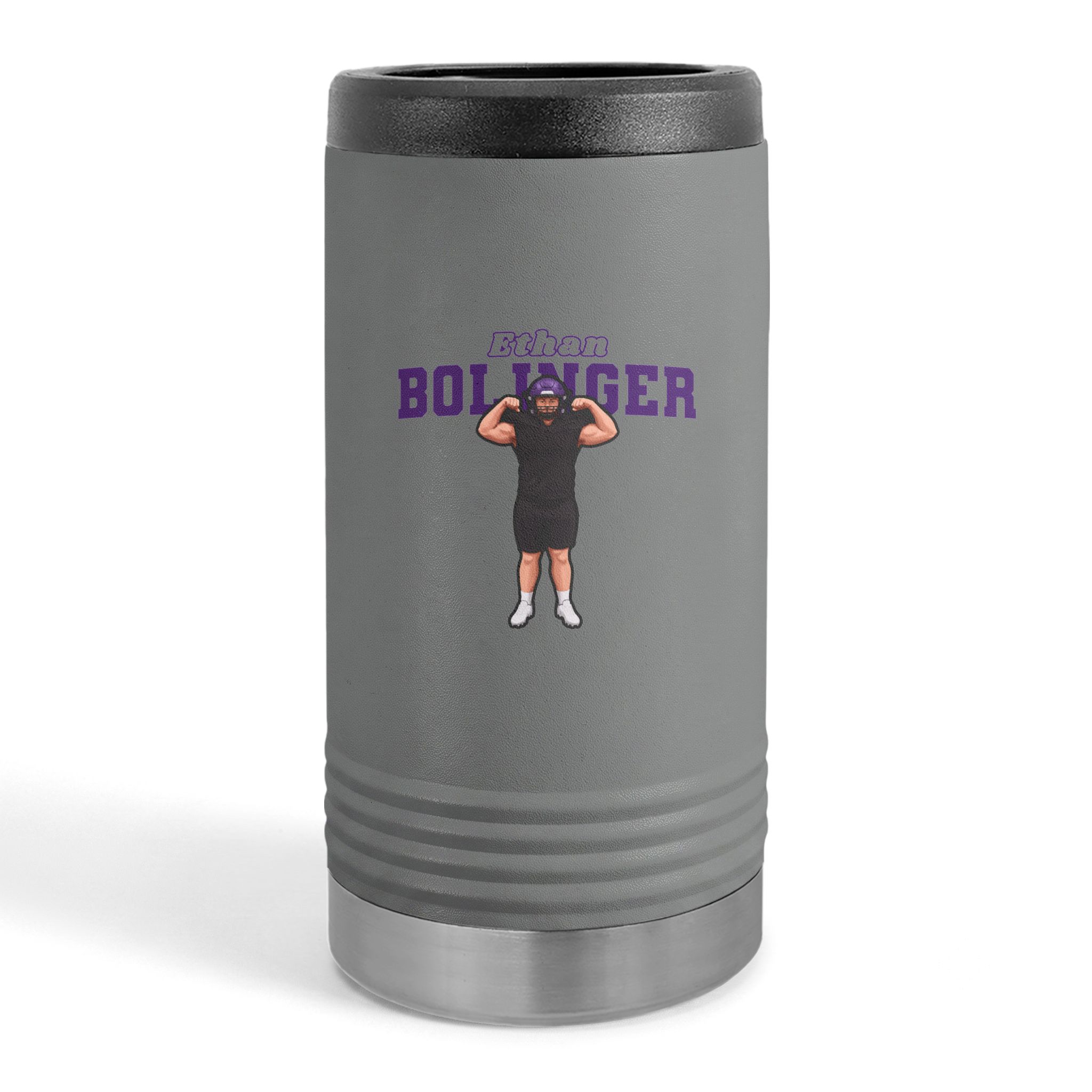 Slim Stainless Can Cooler — character_name_arch in Grey
