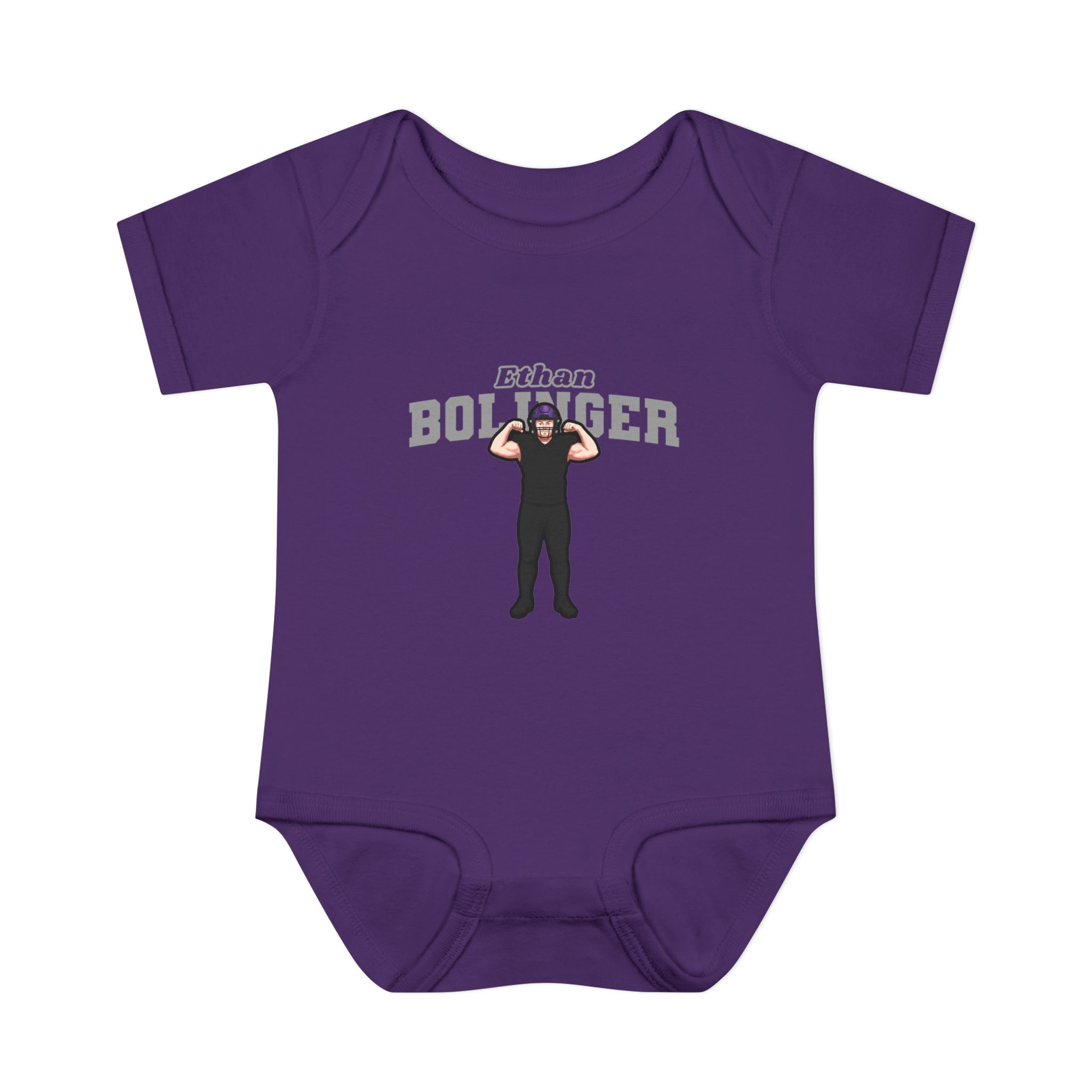 Baby Onesie — character_name_arch in Purple