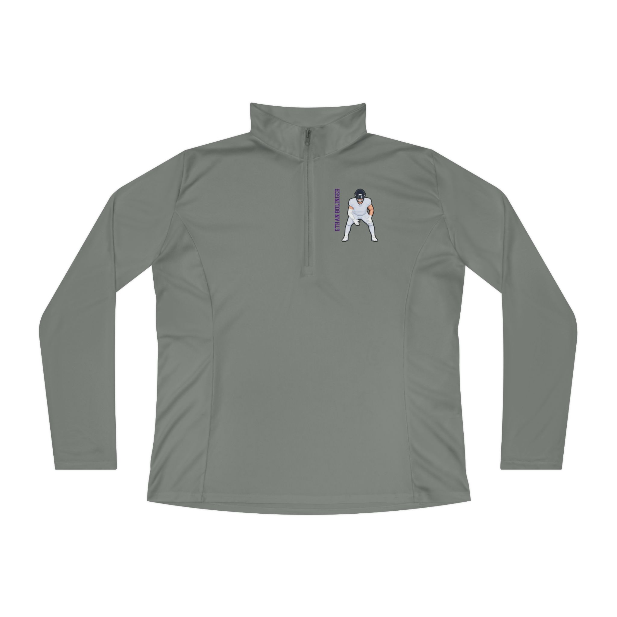 Women's Q-Zip Pullover — character_name_vertical in Grey