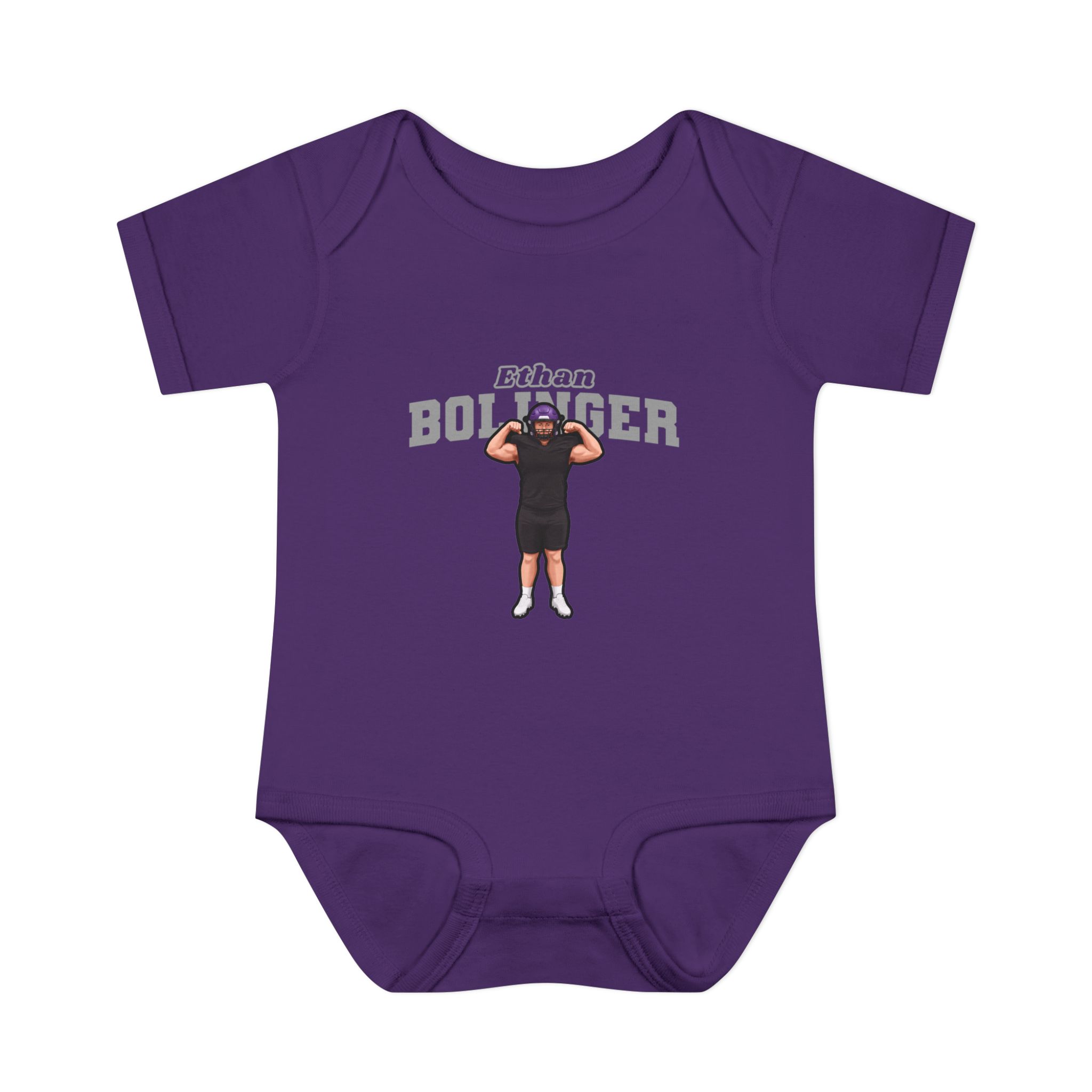 Baby Onesie — character_name_arch in Purple