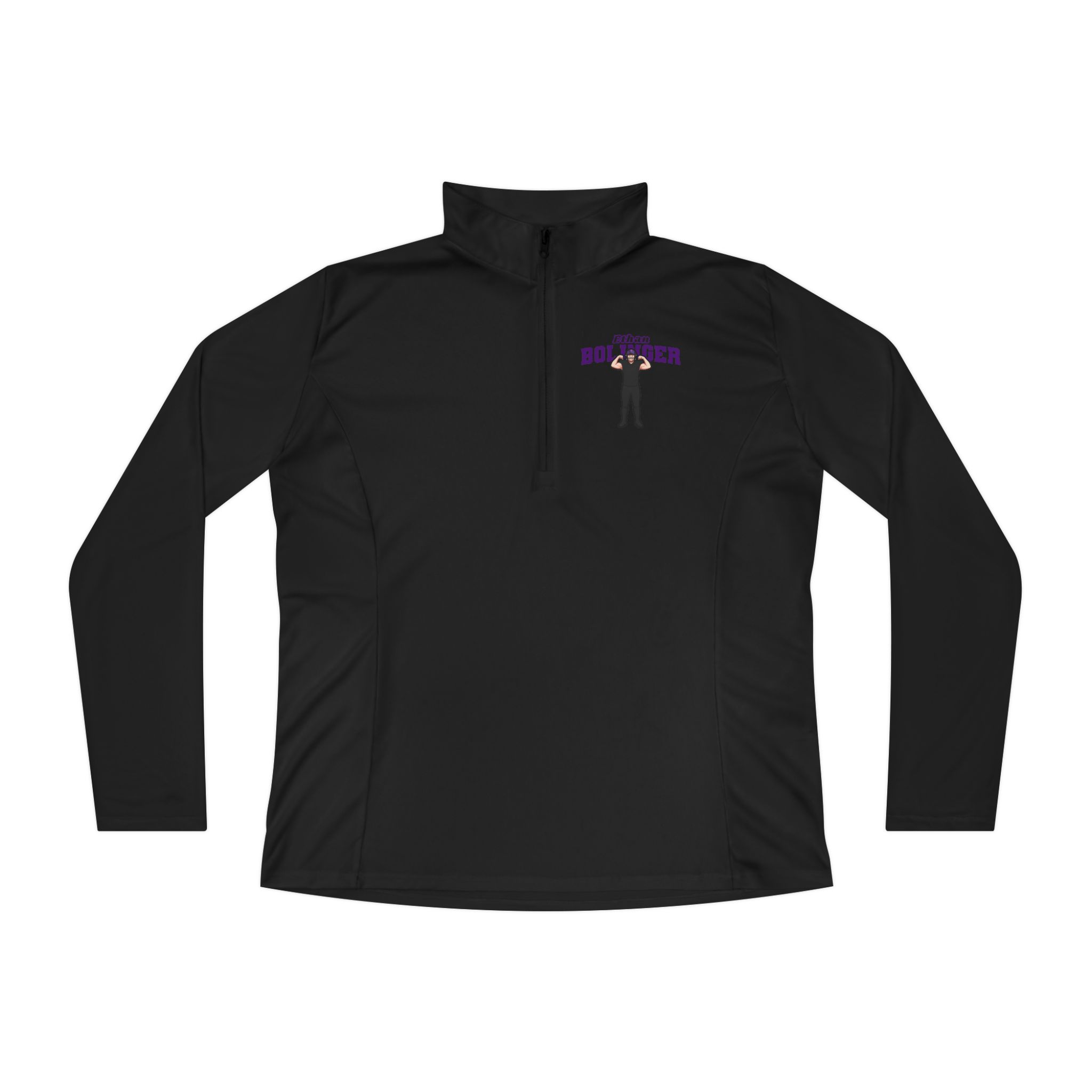 Women's Q-Zip Pullover — character_name_arch in Black