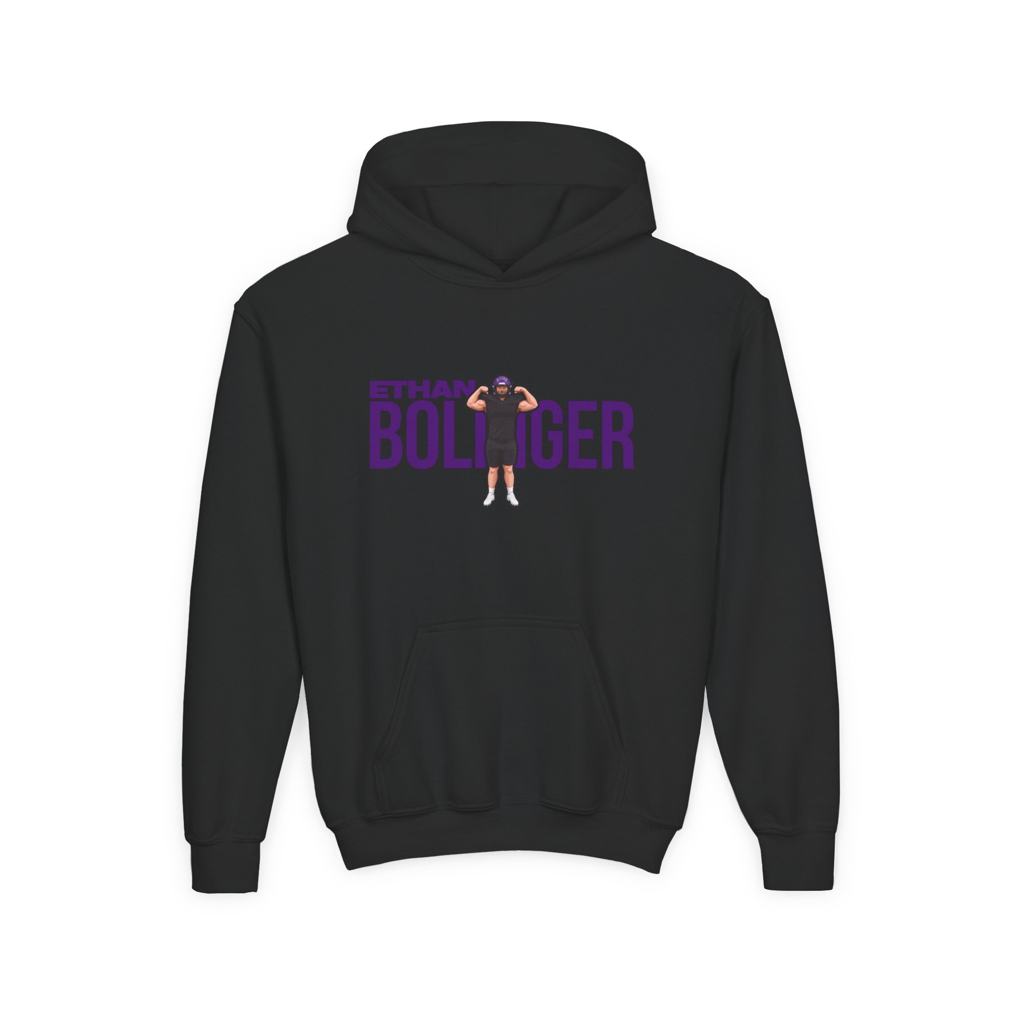 Youth Hoodie — character_player_name in Black