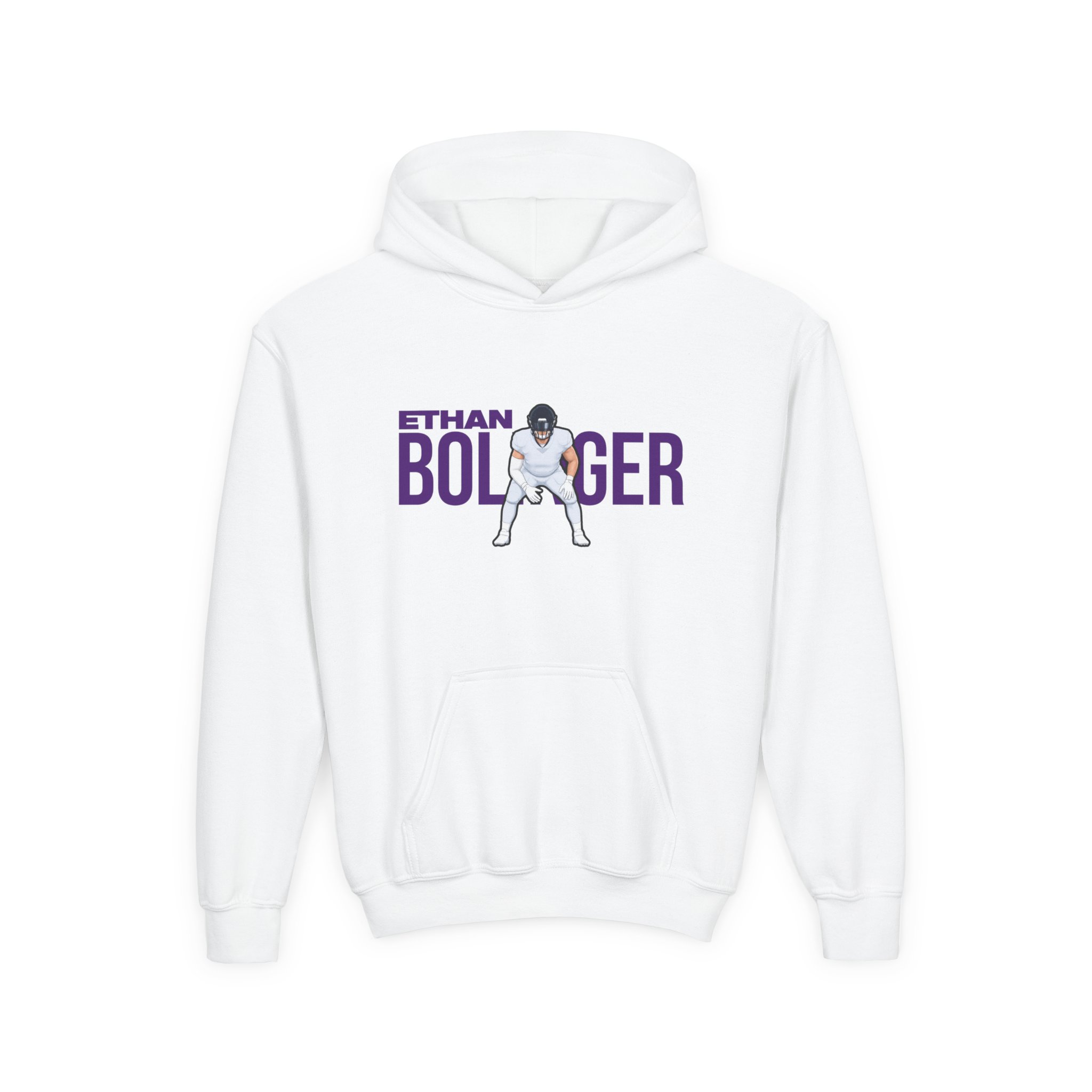 Youth Hoodie — character_player_name in White