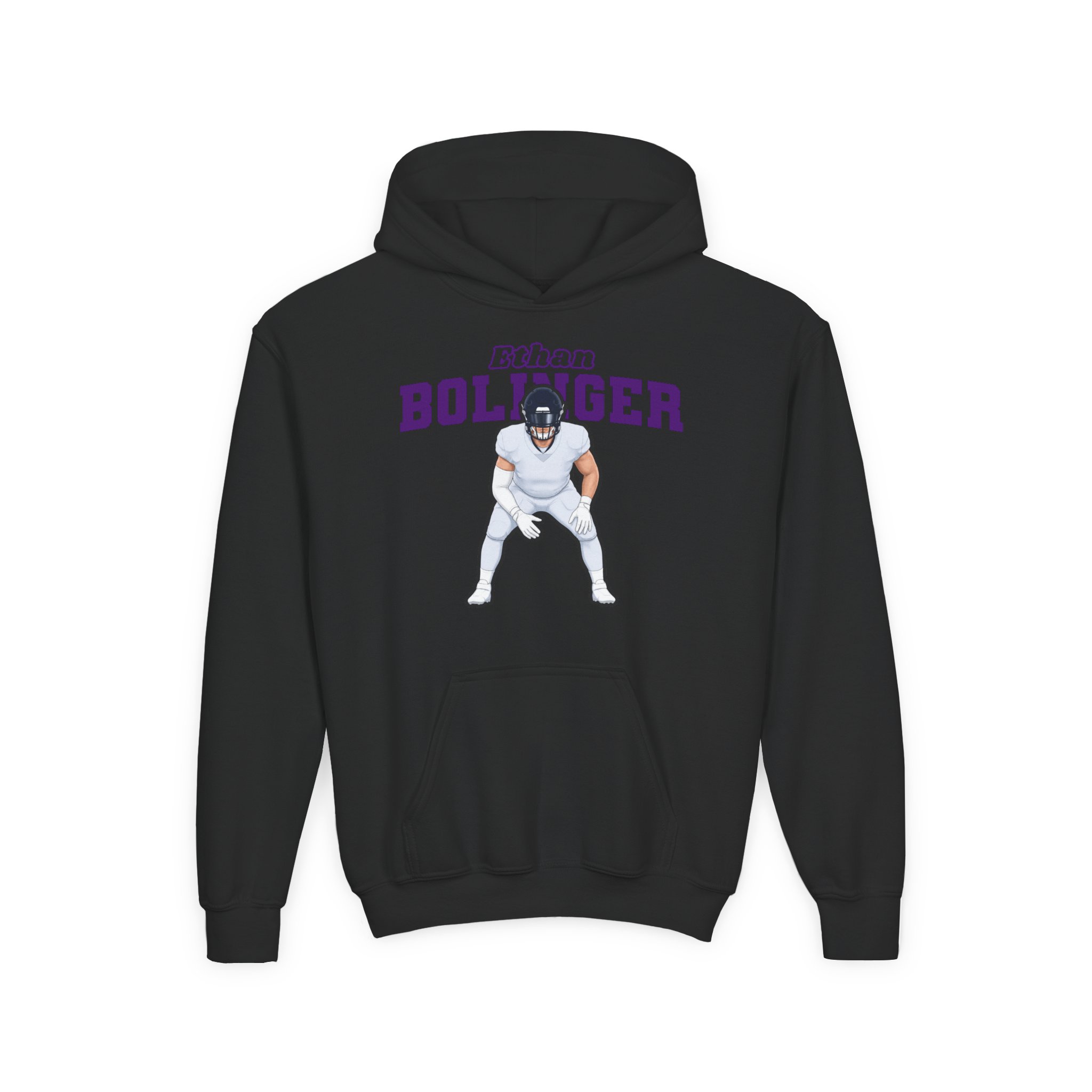 Youth Hoodie — character_name_arch in Black
