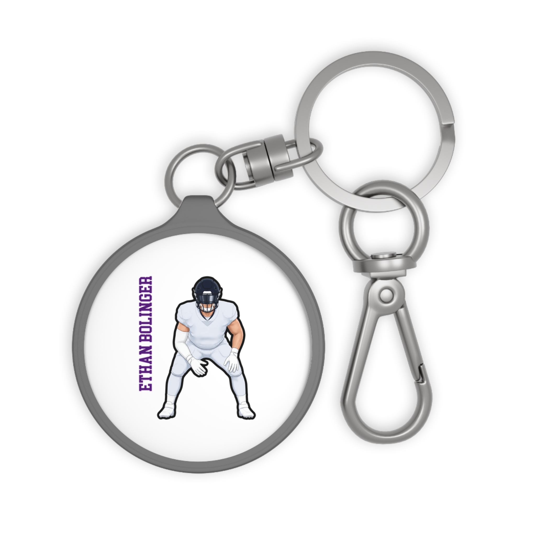 Keychain — character_name_vertical in Grey