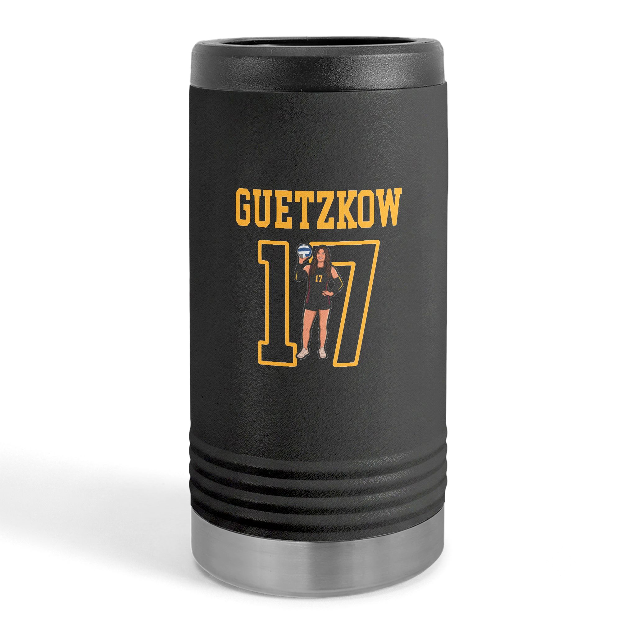 Slim Stainless Can Cooler — character_shirsey in Black